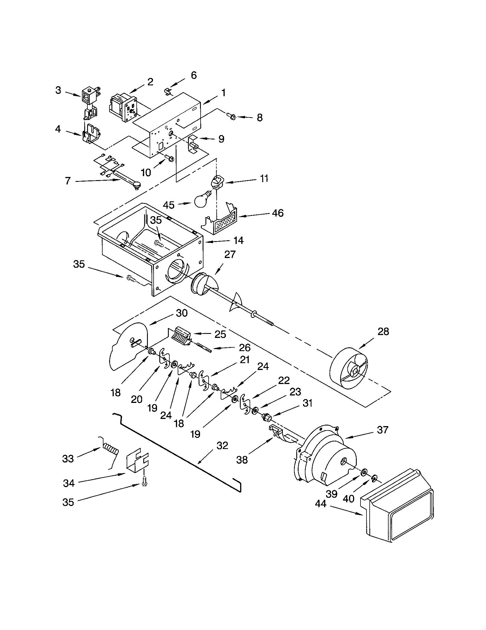 Kenmore 10650524101 motor and ice container diagram