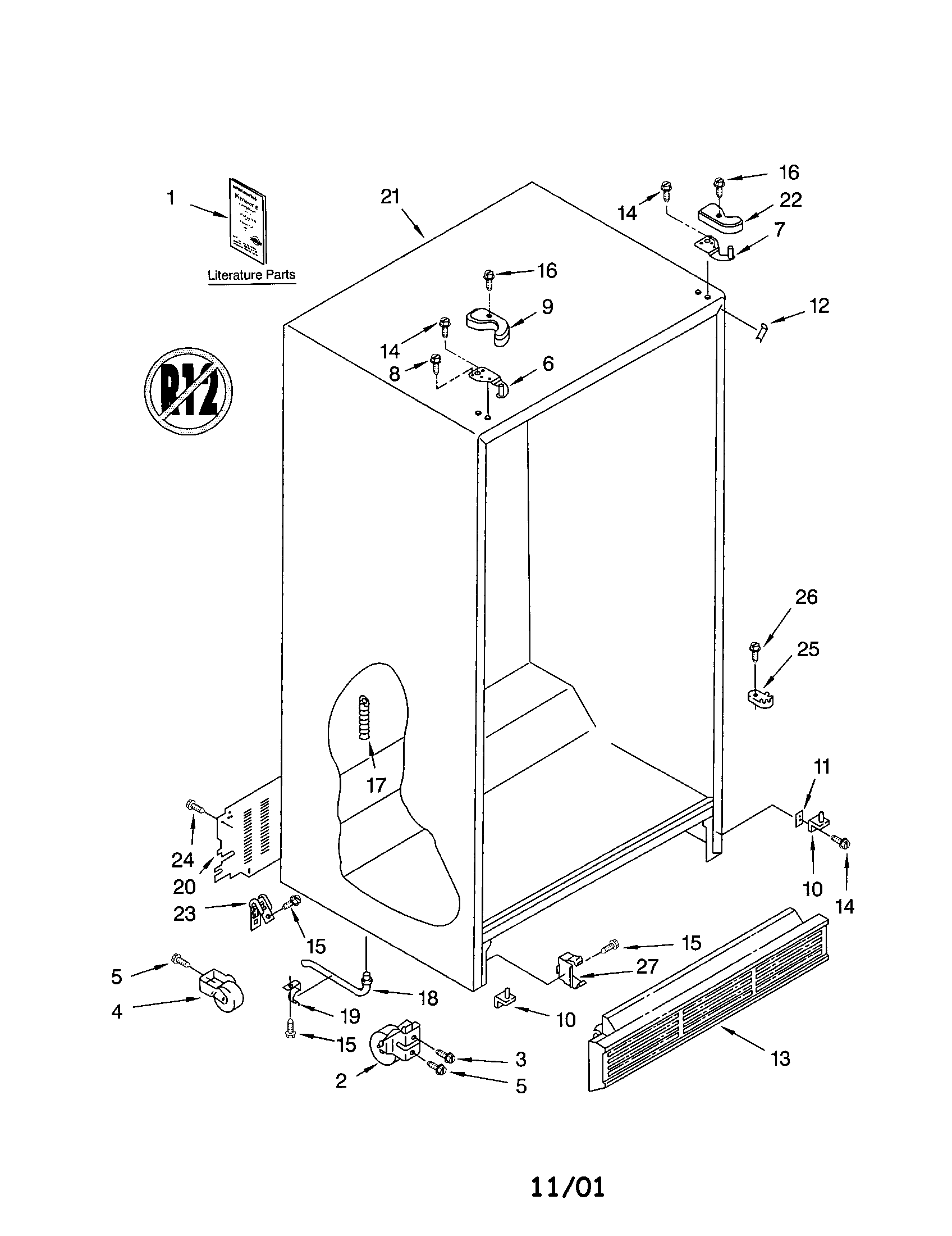 Kenmore 10650534101 cabinet diagram