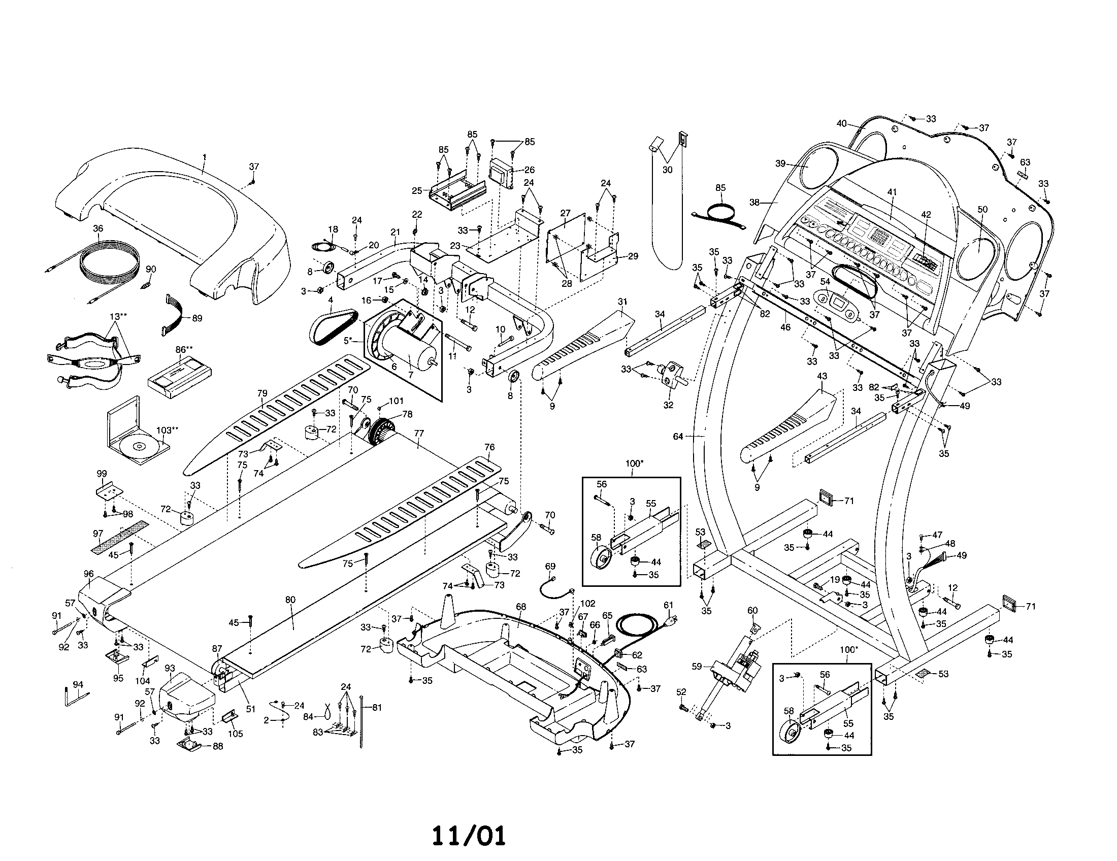 Proform PFTL69211 frame assembly diagram