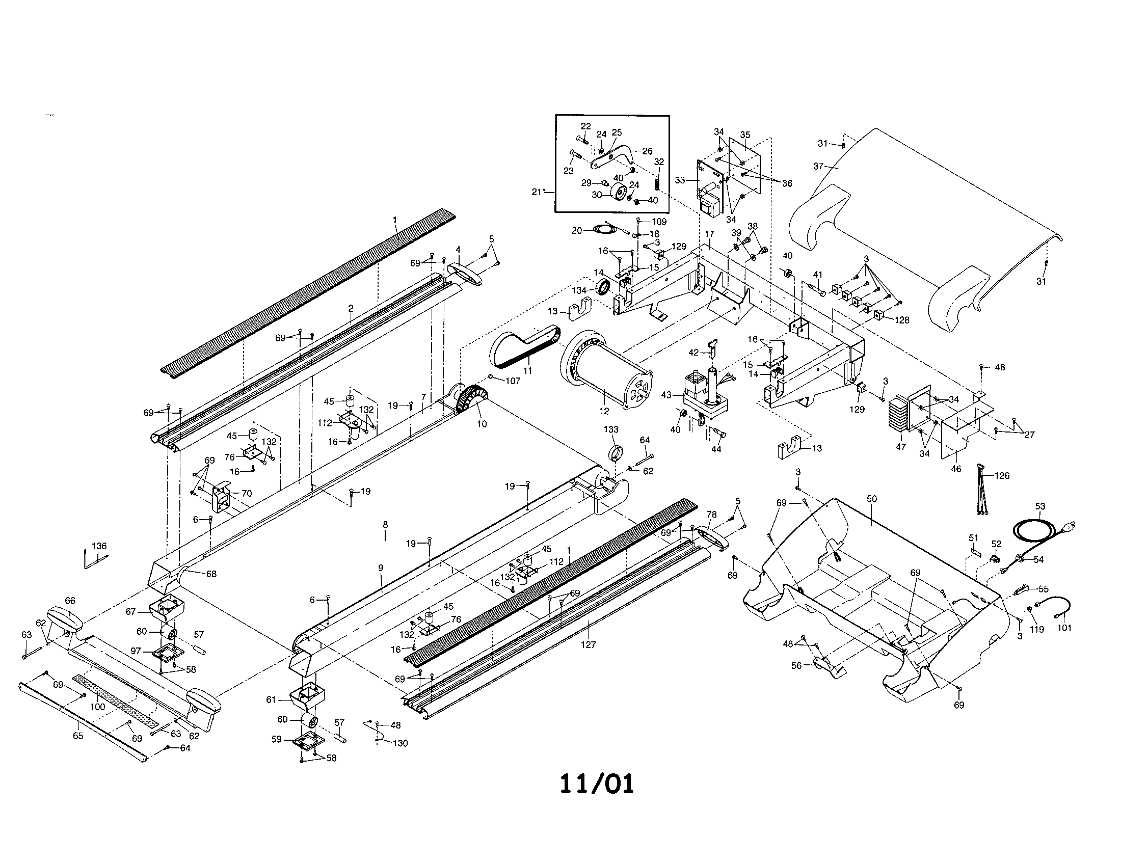 NordicTrack 831298013 walking and motor belts diagram