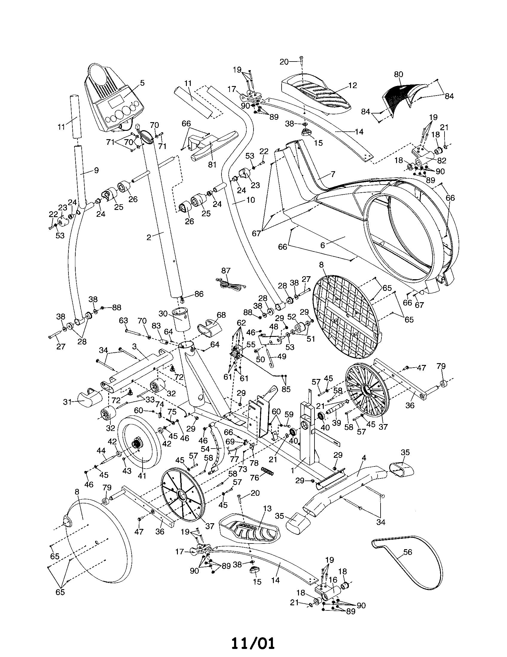 Proform PFEL3901DR0 frame assembly diagram