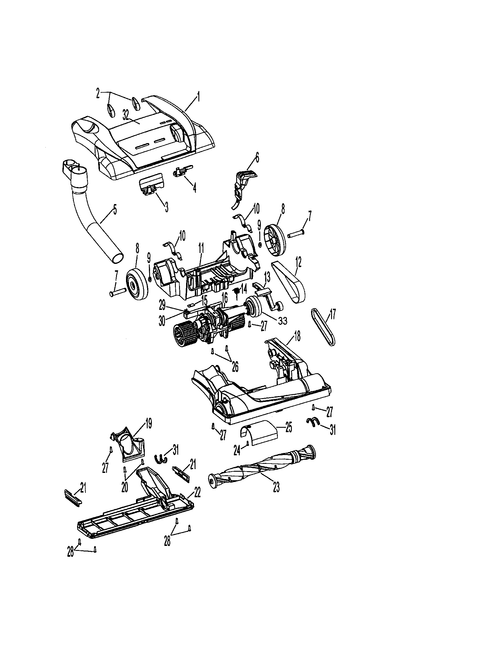Hoover U6431-900 hood and agitator diagram