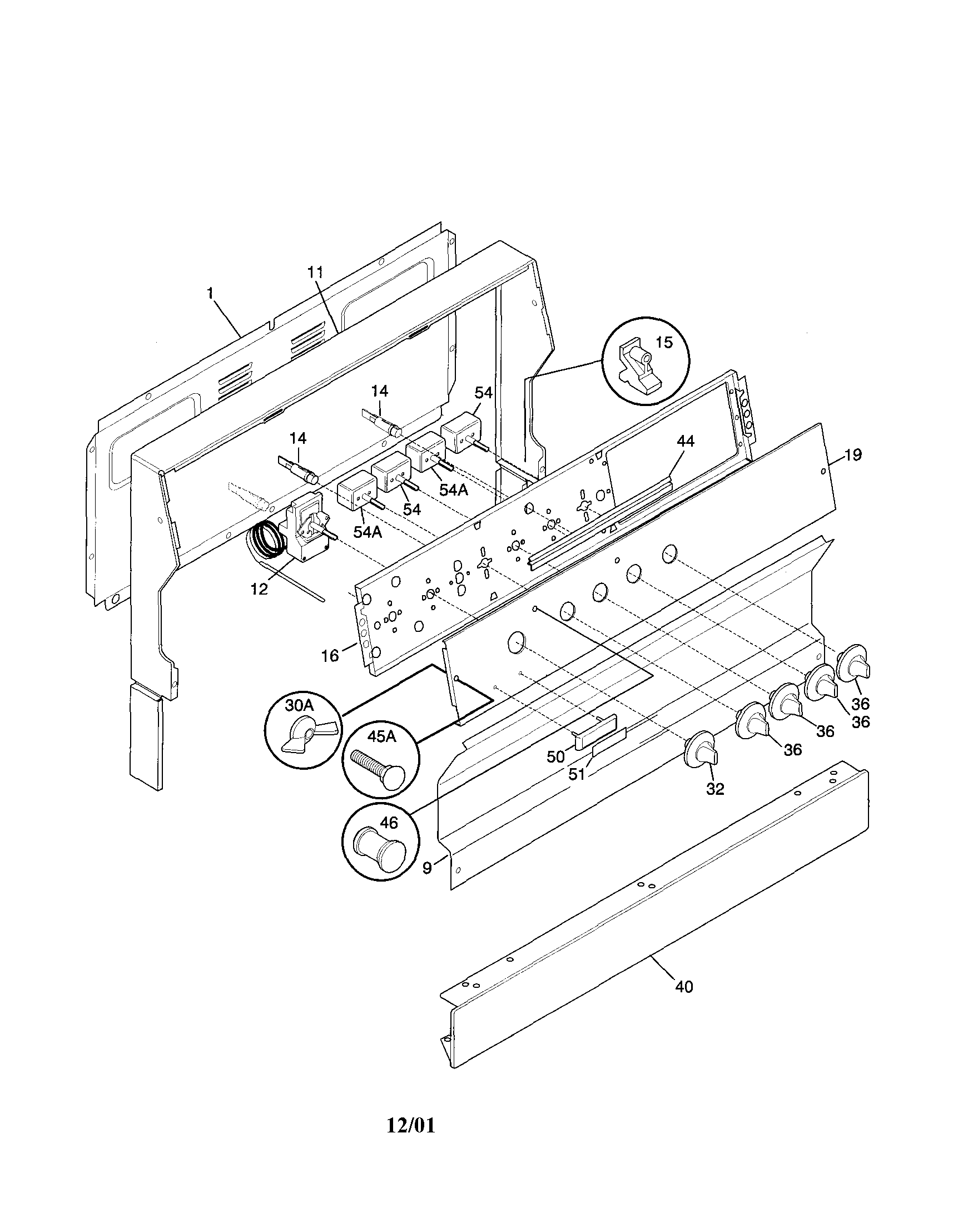 Frigidaire FEF305PHDA backguard diagram