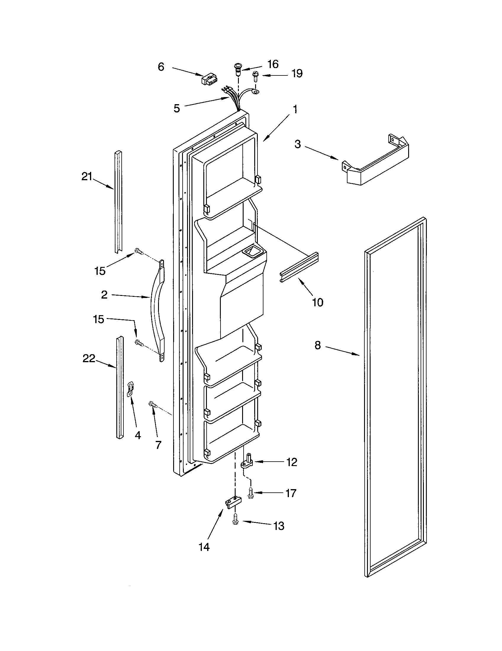 Kenmore 10651574200 freezer door diagram
