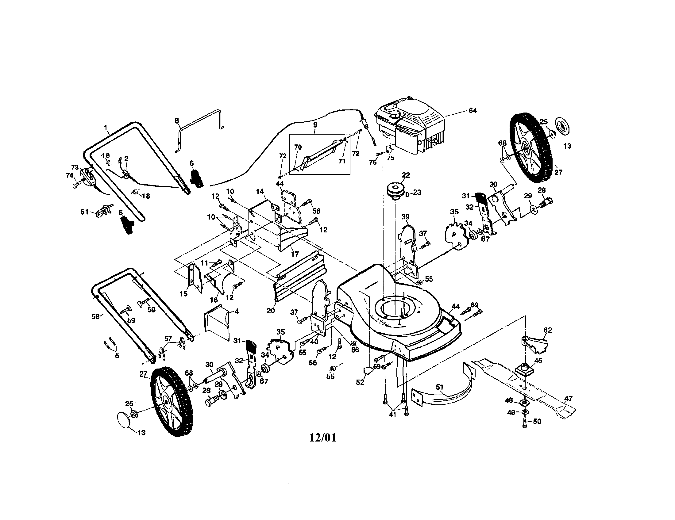 Craftsman 917377152 rotary lawn mower diagram