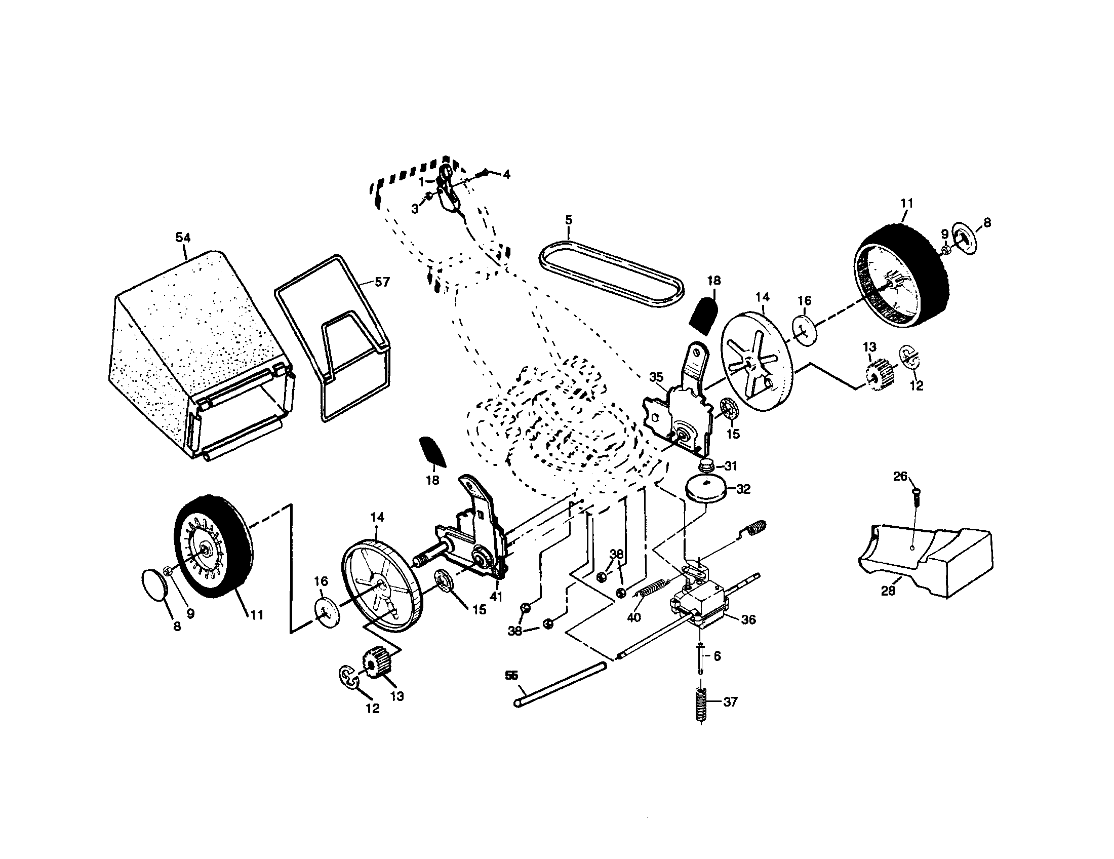 Craftsman 917377152 bag/wheels/tires diagram