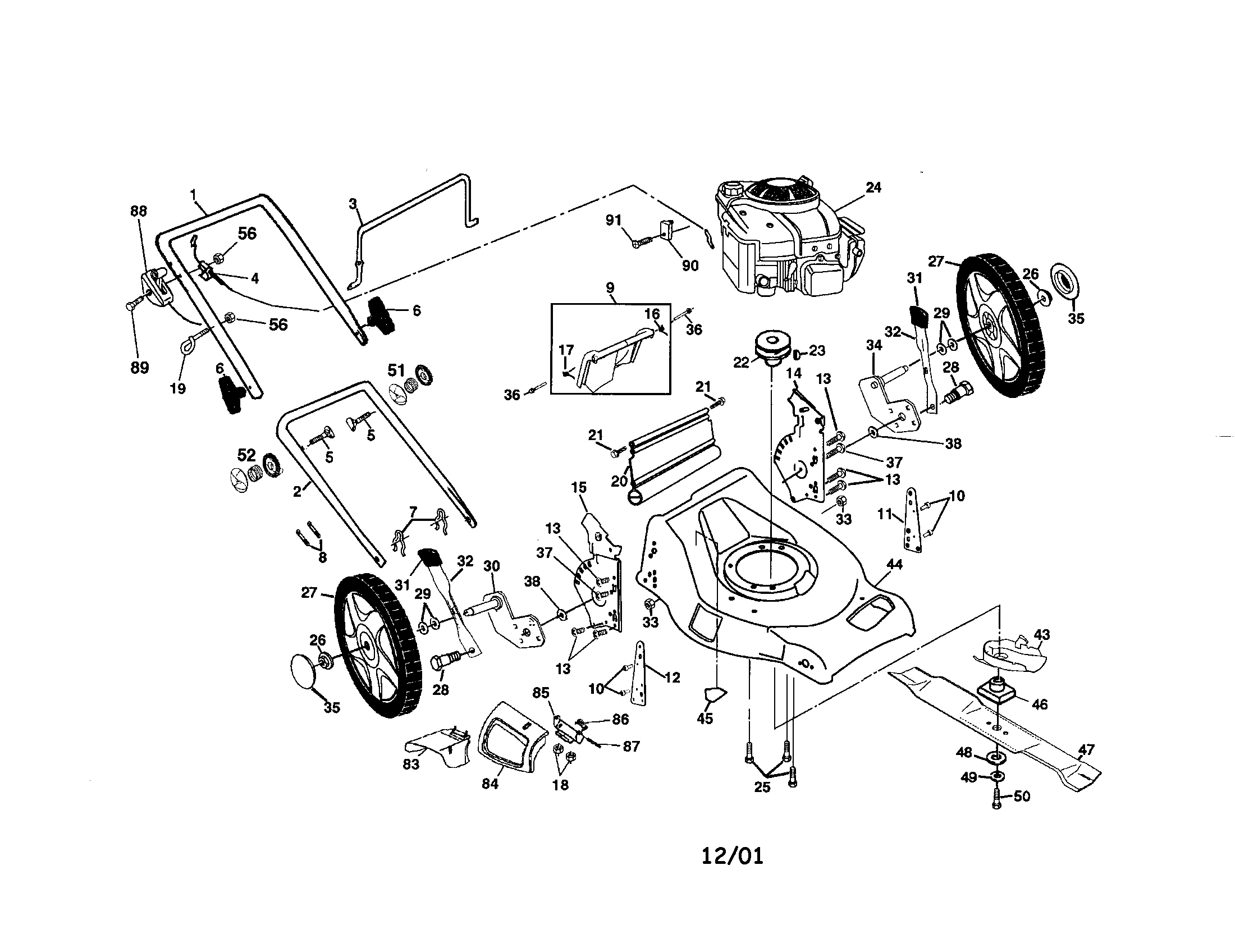 Craftsman 917378841 rotary lawn mower diagram