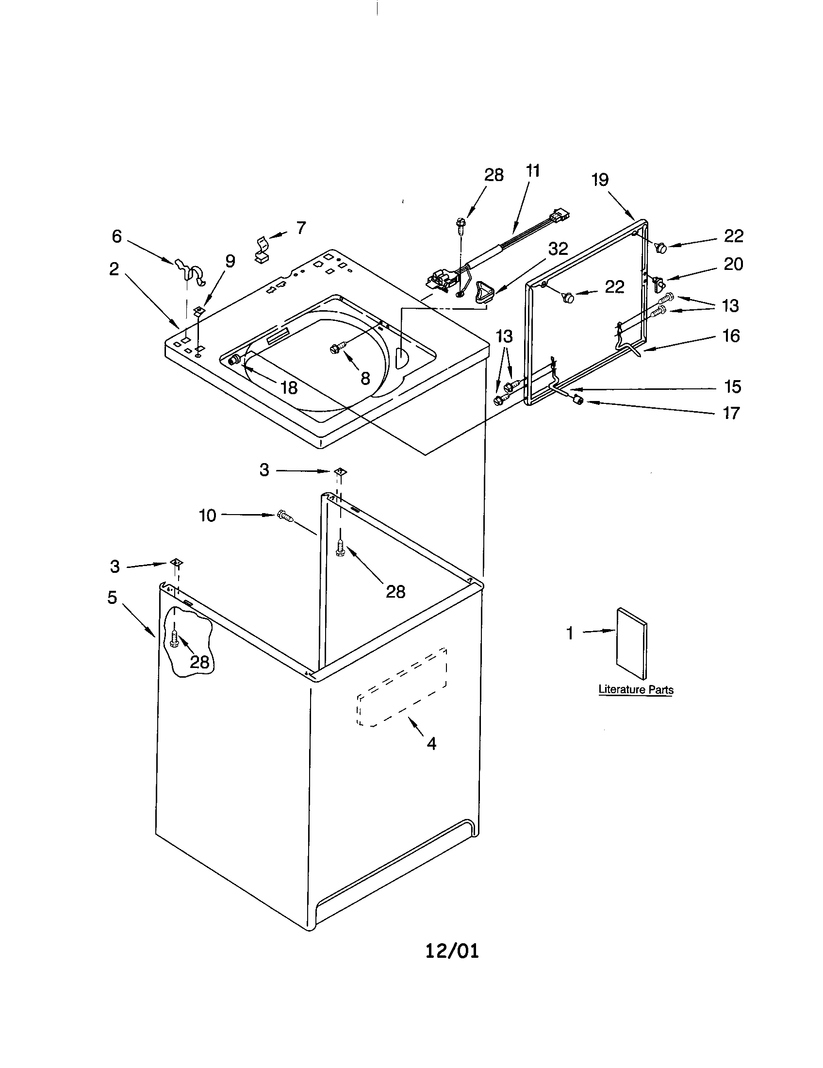 Whirlpool 7MLSC9545JQ2 top and cabinet diagram