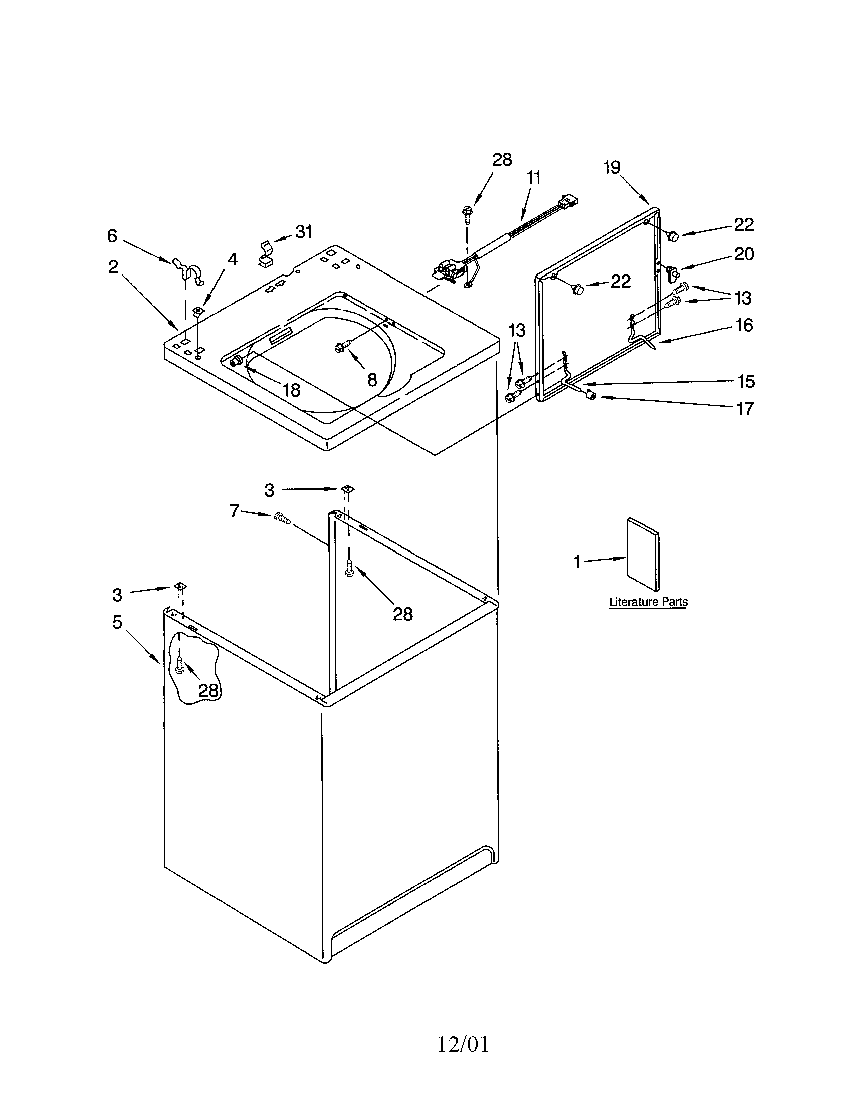Whirlpool 7MLSR6232JQ1 top and cabinet diagram