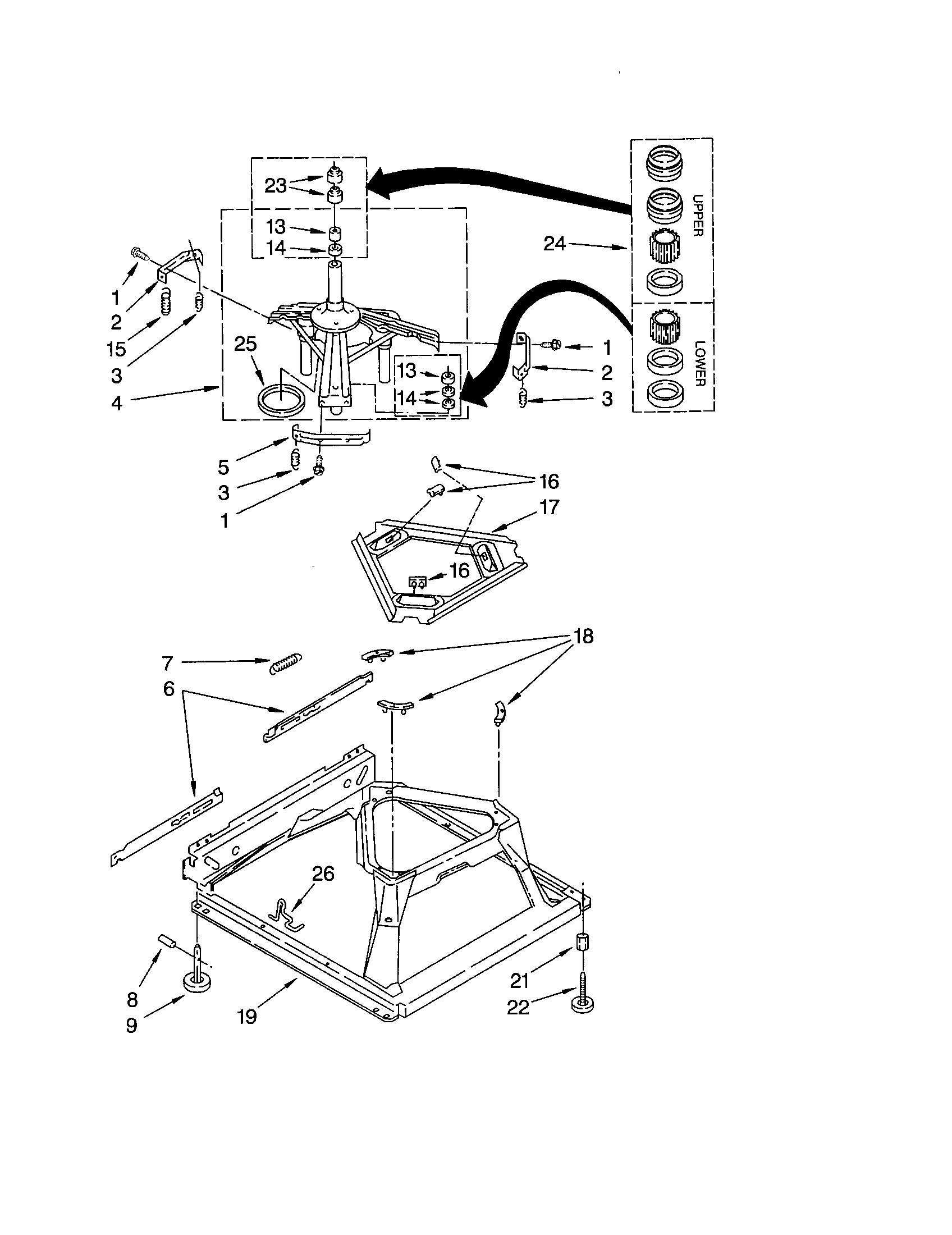 Whirlpool 7MLSR6232JQ1 mahcine base diagram
