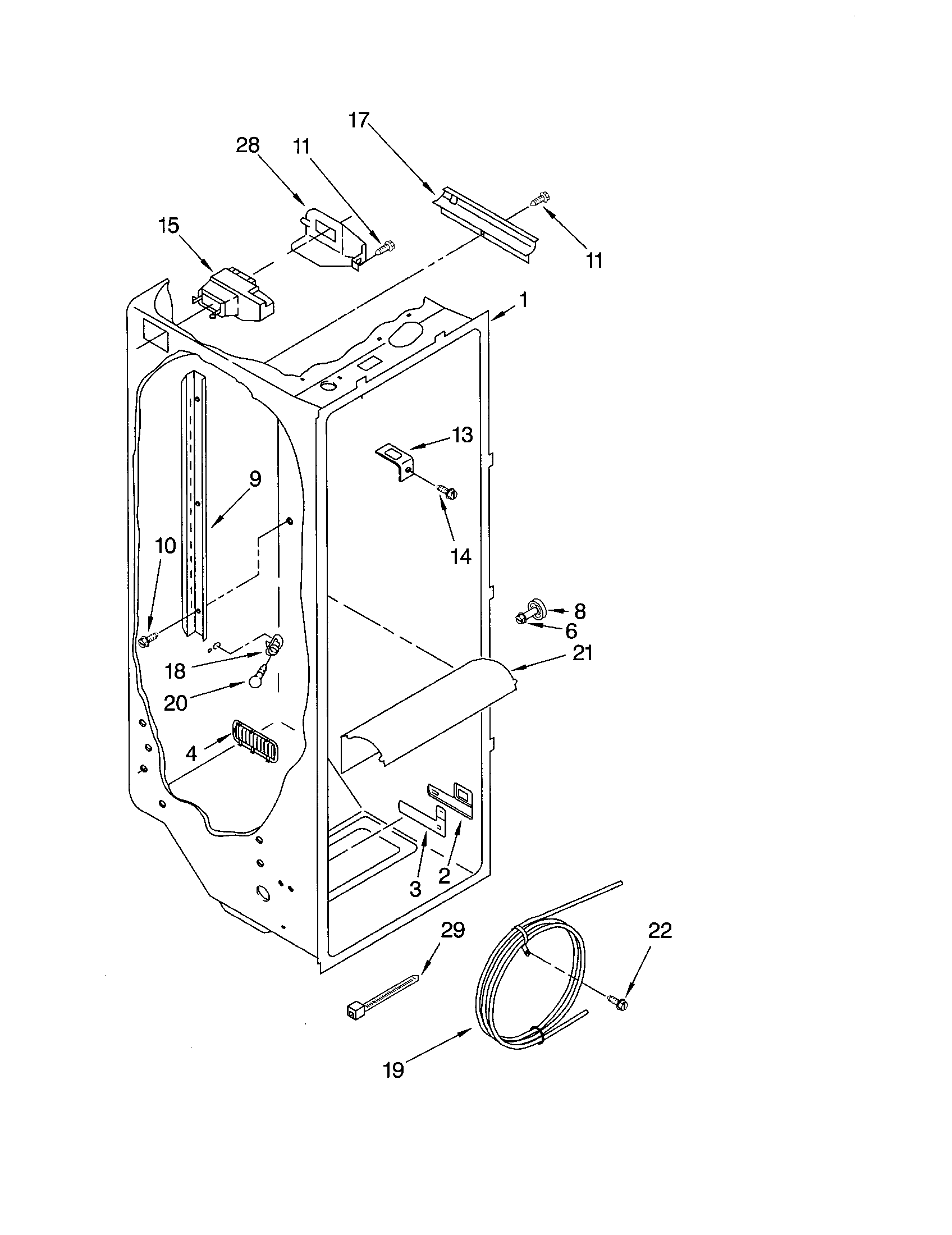 Kenmore 10651272200 refrigerator liner diagram