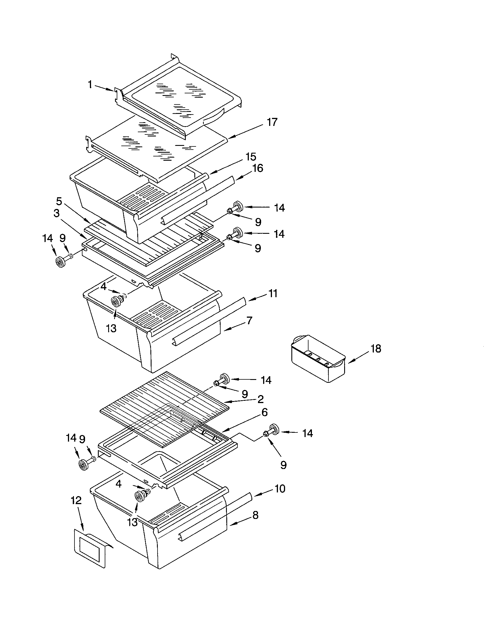 Kenmore 10651272200 refrigerator shelf diagram