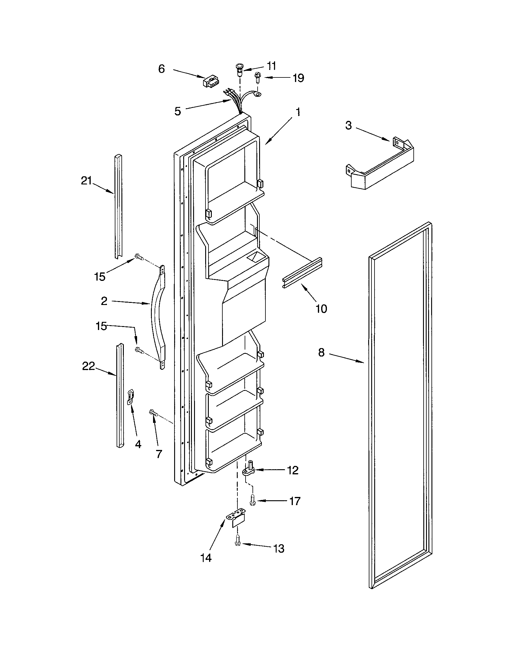 Kenmore 10651272200 freezer door diagram