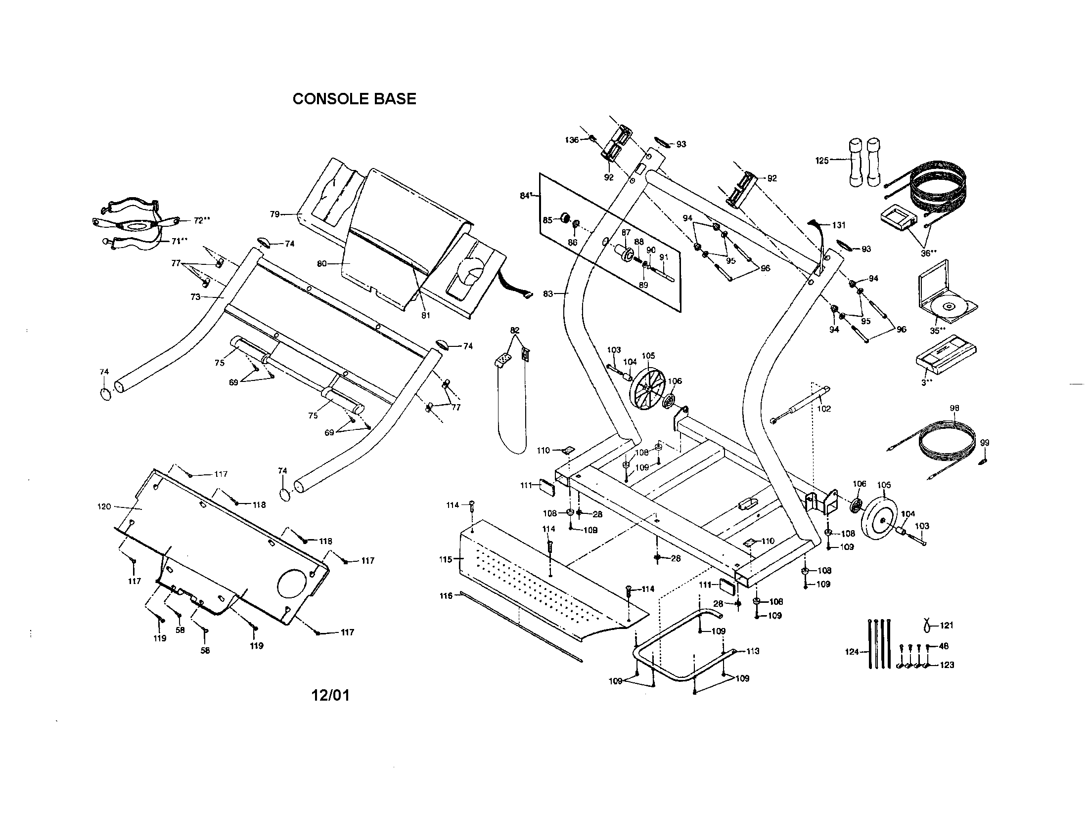 NordicTrack NTTL25901 console base diagram