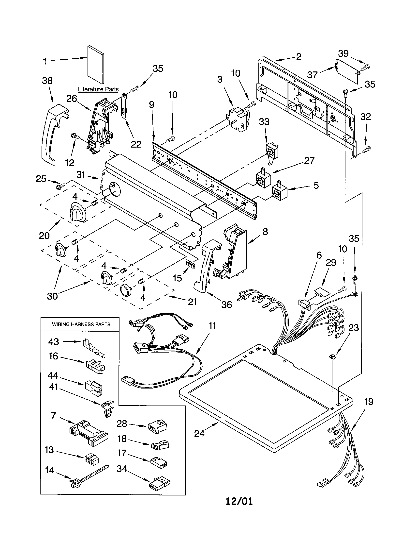 Kenmore 11073014100 top and cabinet diagram