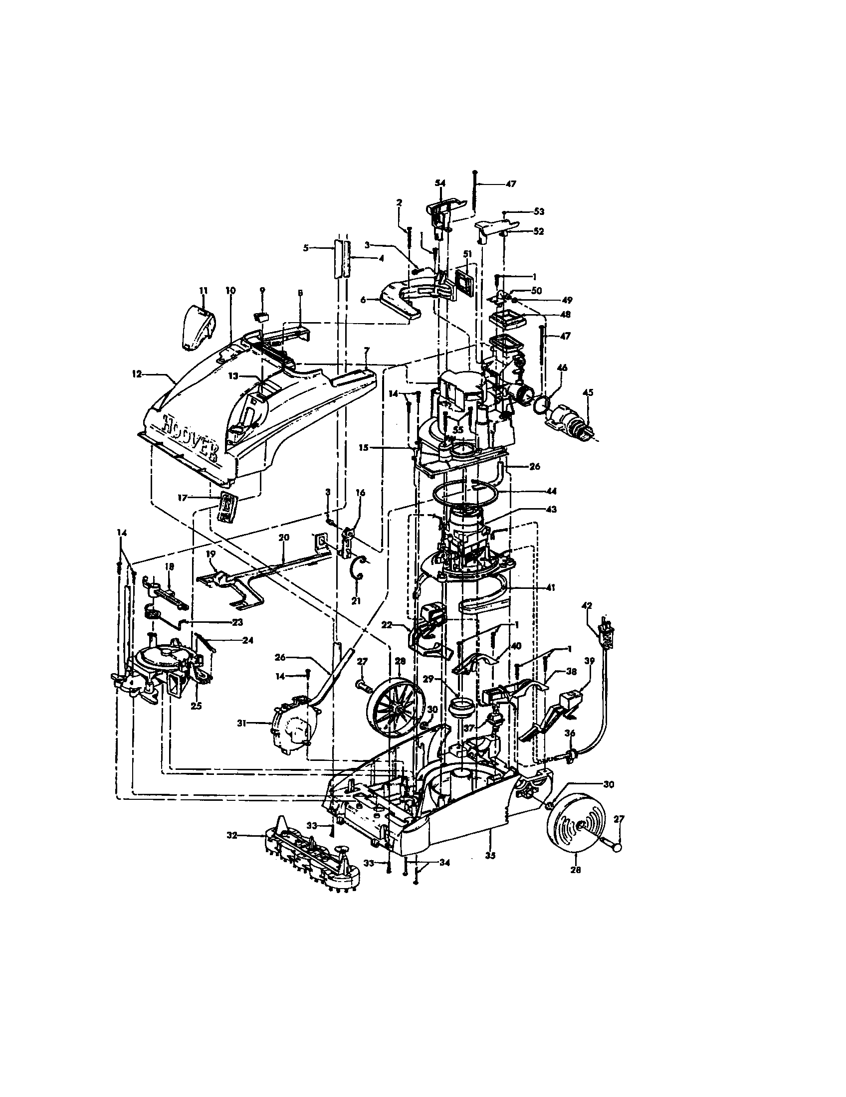 Hoover F5872-900 hood/base diagram
