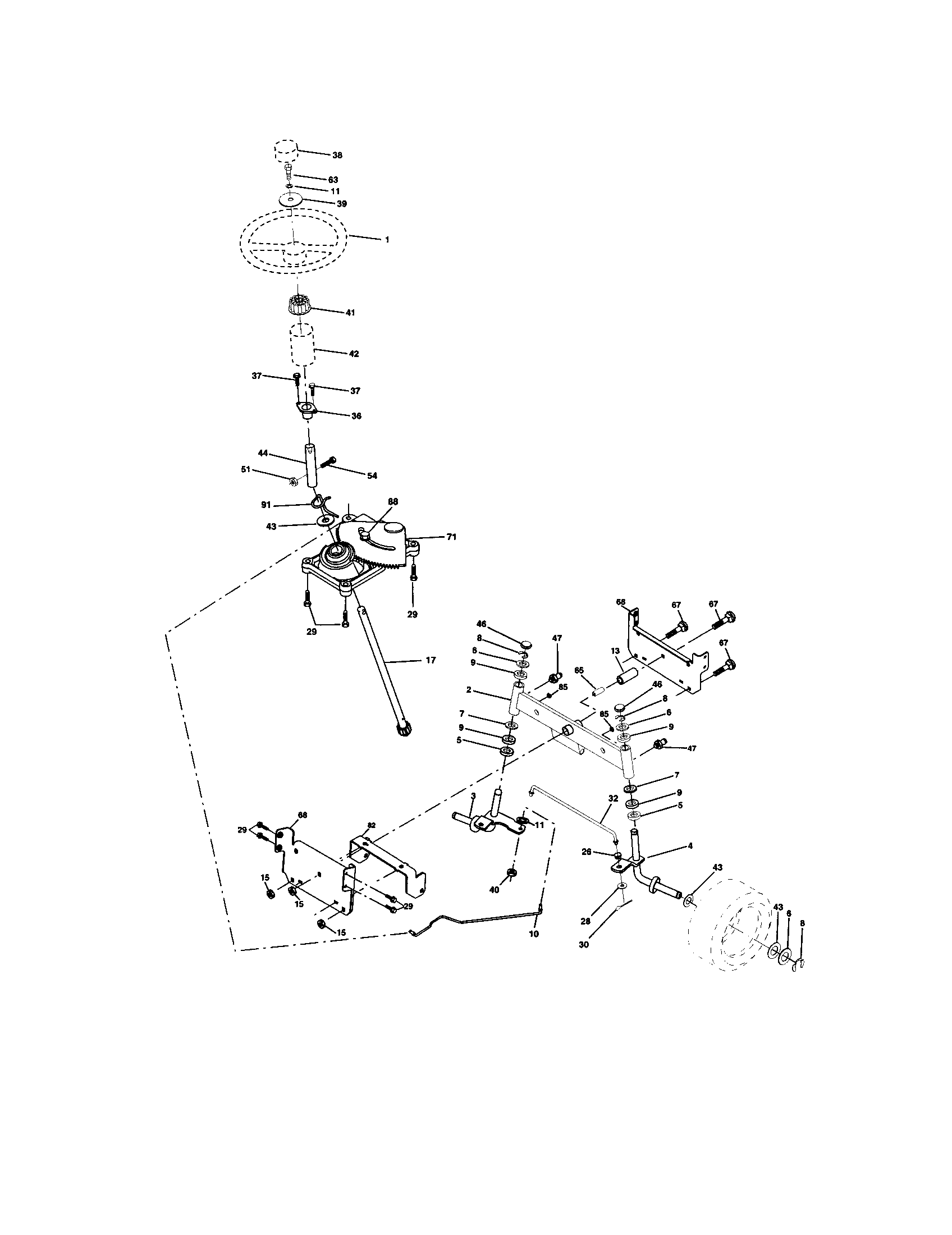 Craftsman 917271650 steering assembly diagram