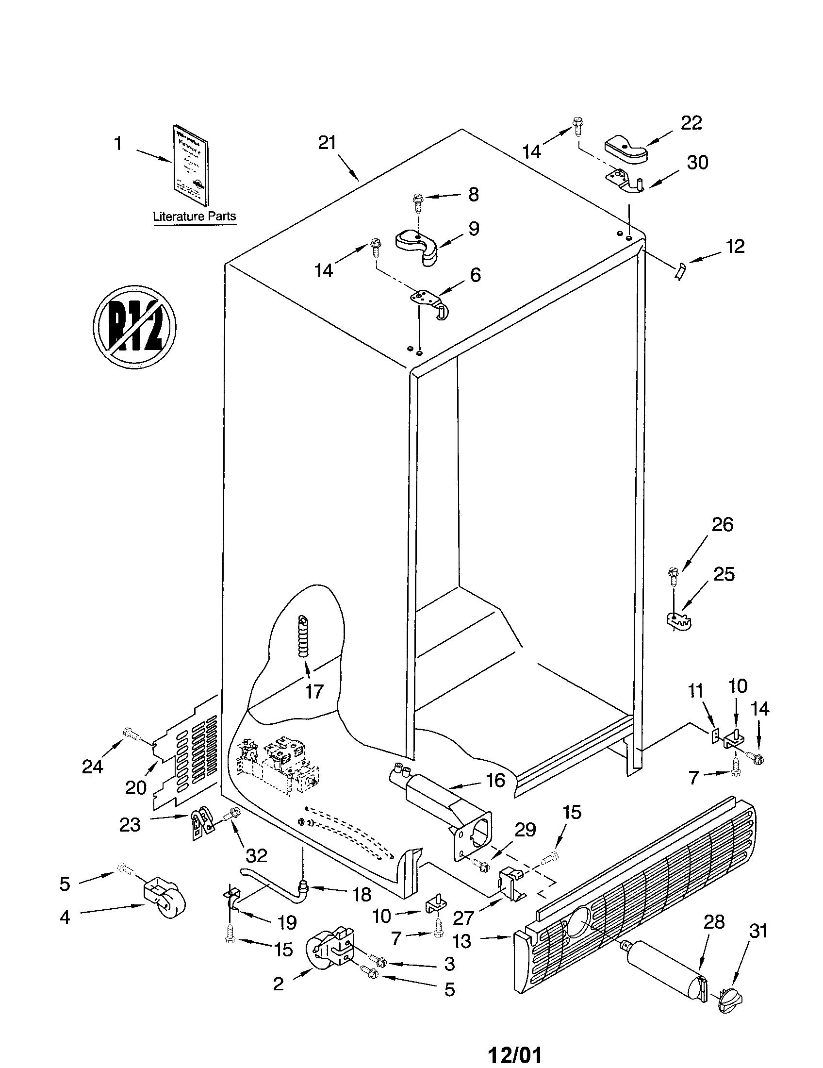 Kenmore 10651512101 cabinet diagram