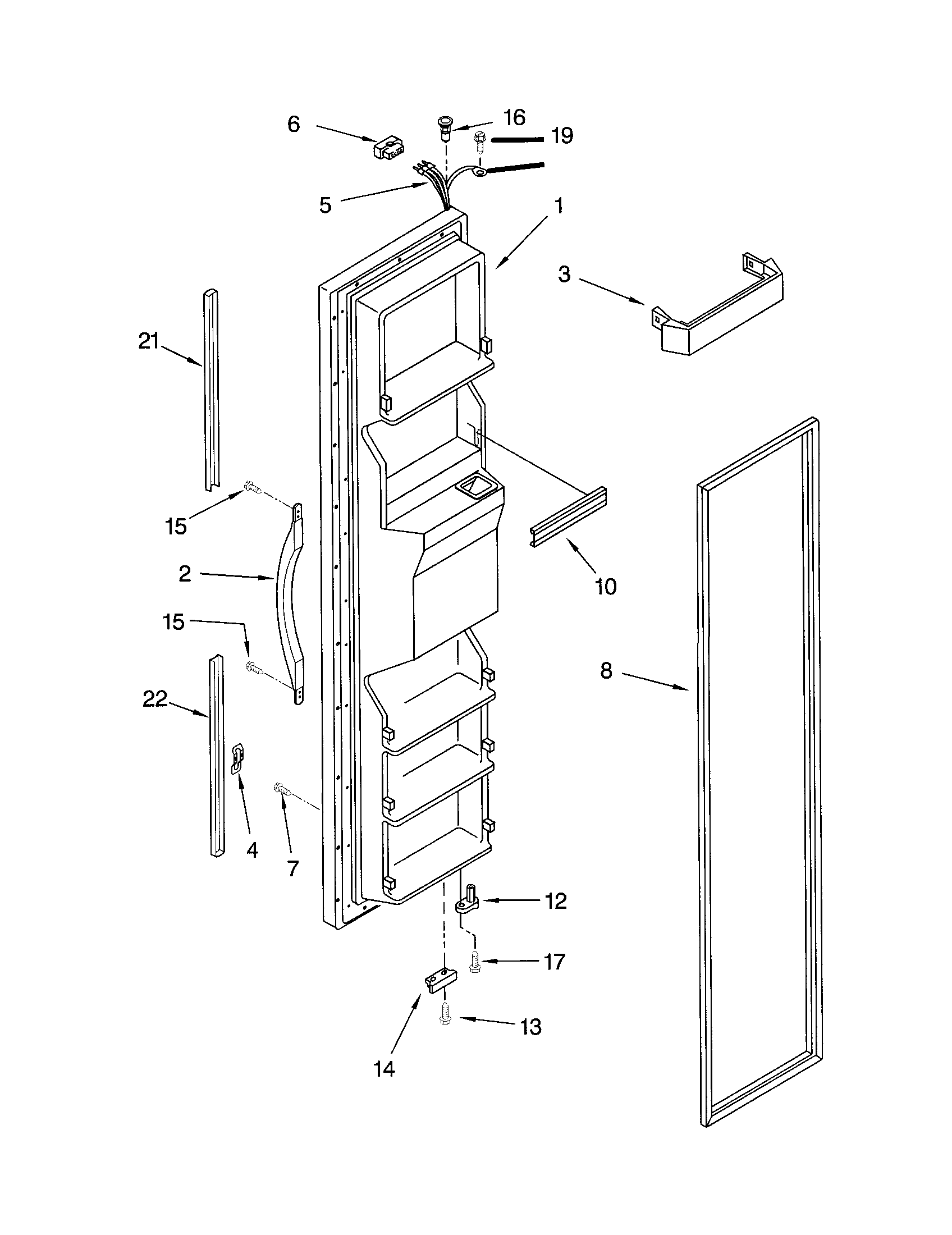 Kenmore 10651512101 freezer door diagram