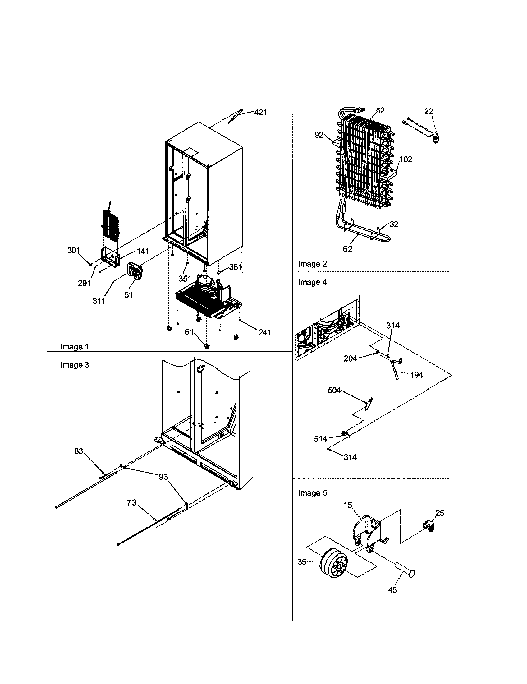 Amana ARS266RBB-PARS266RBB0 evap. assembly, drier and rollers diagram
