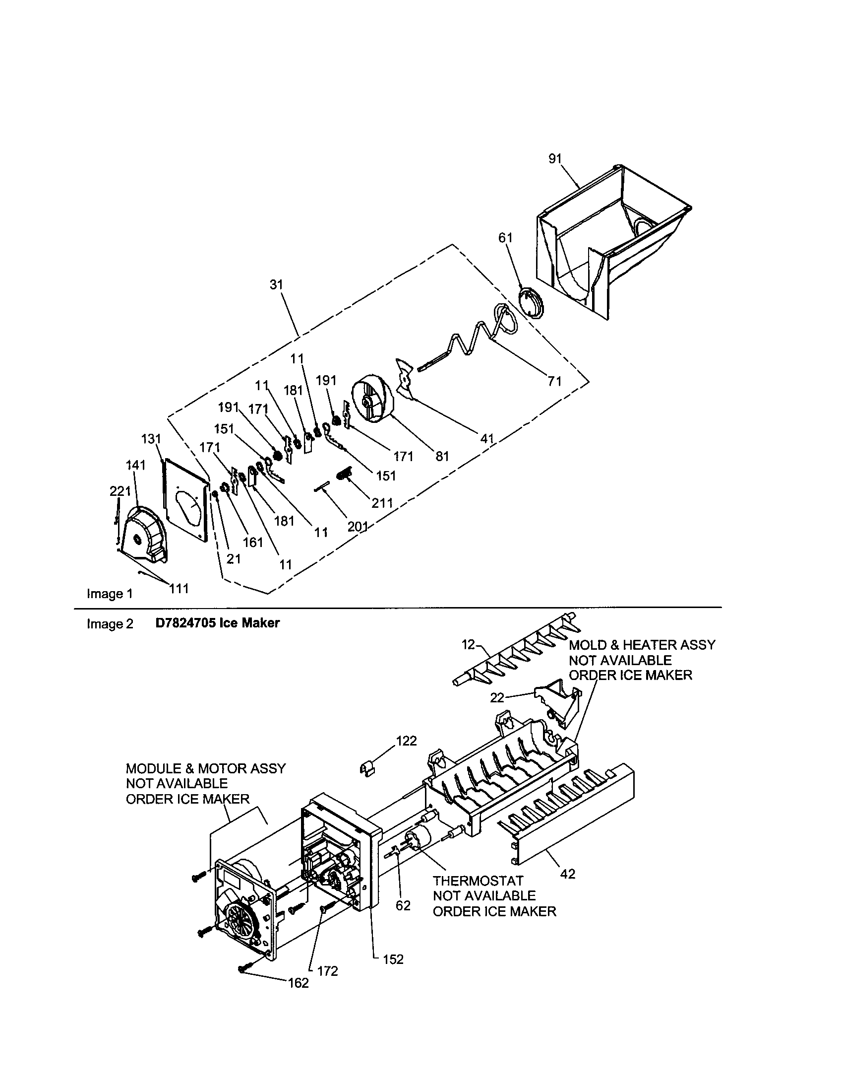 Amana ARS266RBB-PARS266RBB0 ice bucket/auger diagram