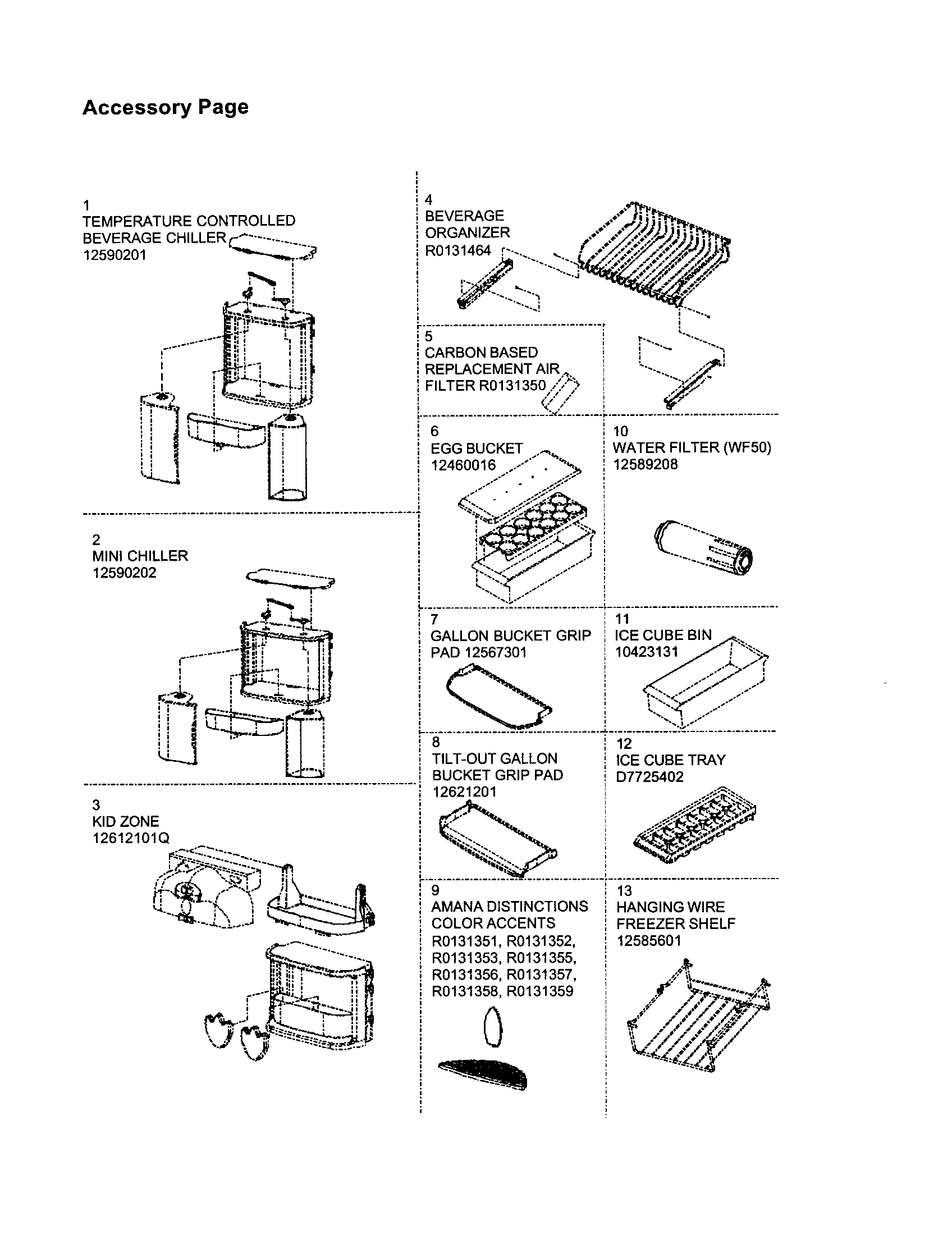 Amana ARS266RBB-PARS266RBB0 accessory page diagram