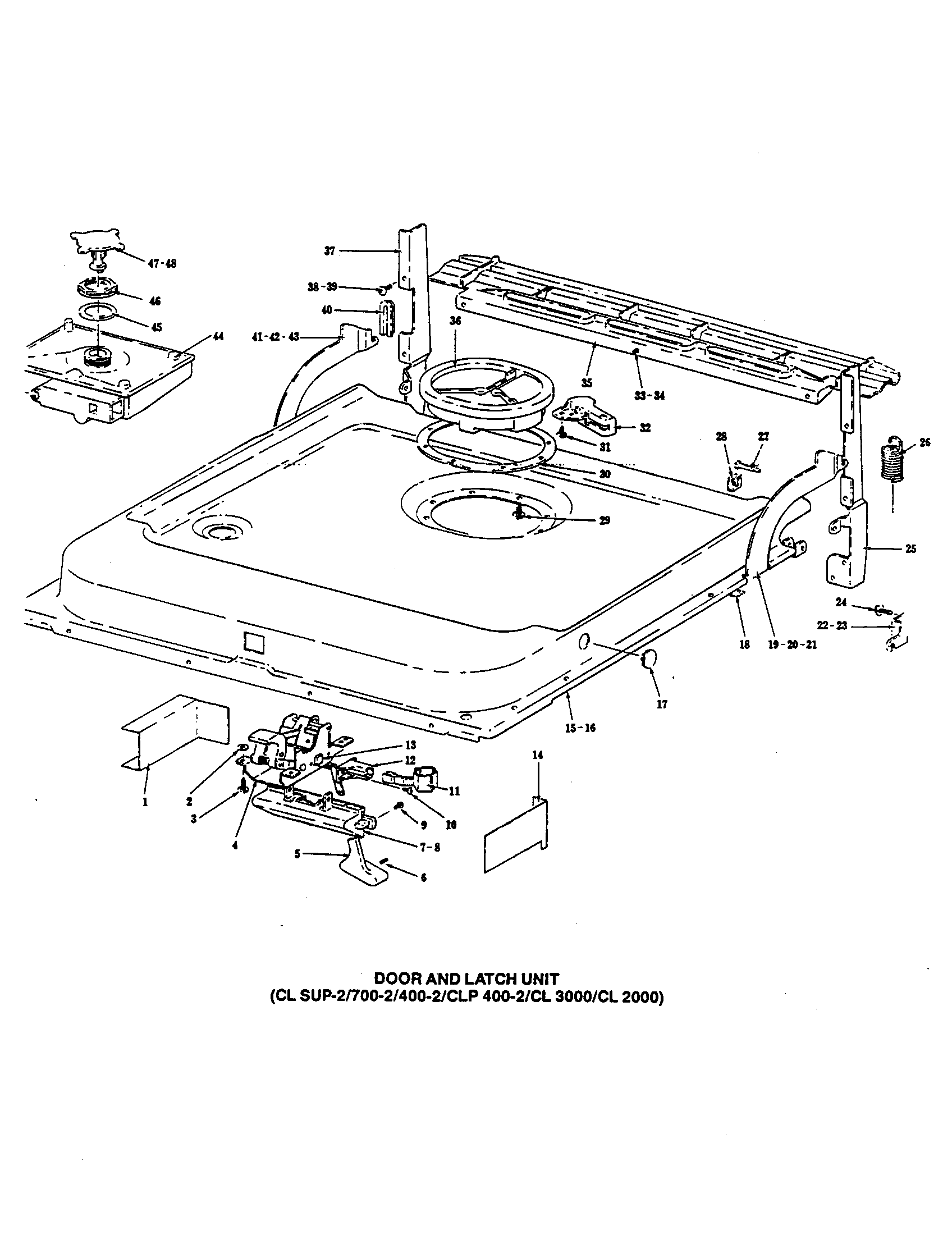 InSinkErator CL400 door and latch unit diagram