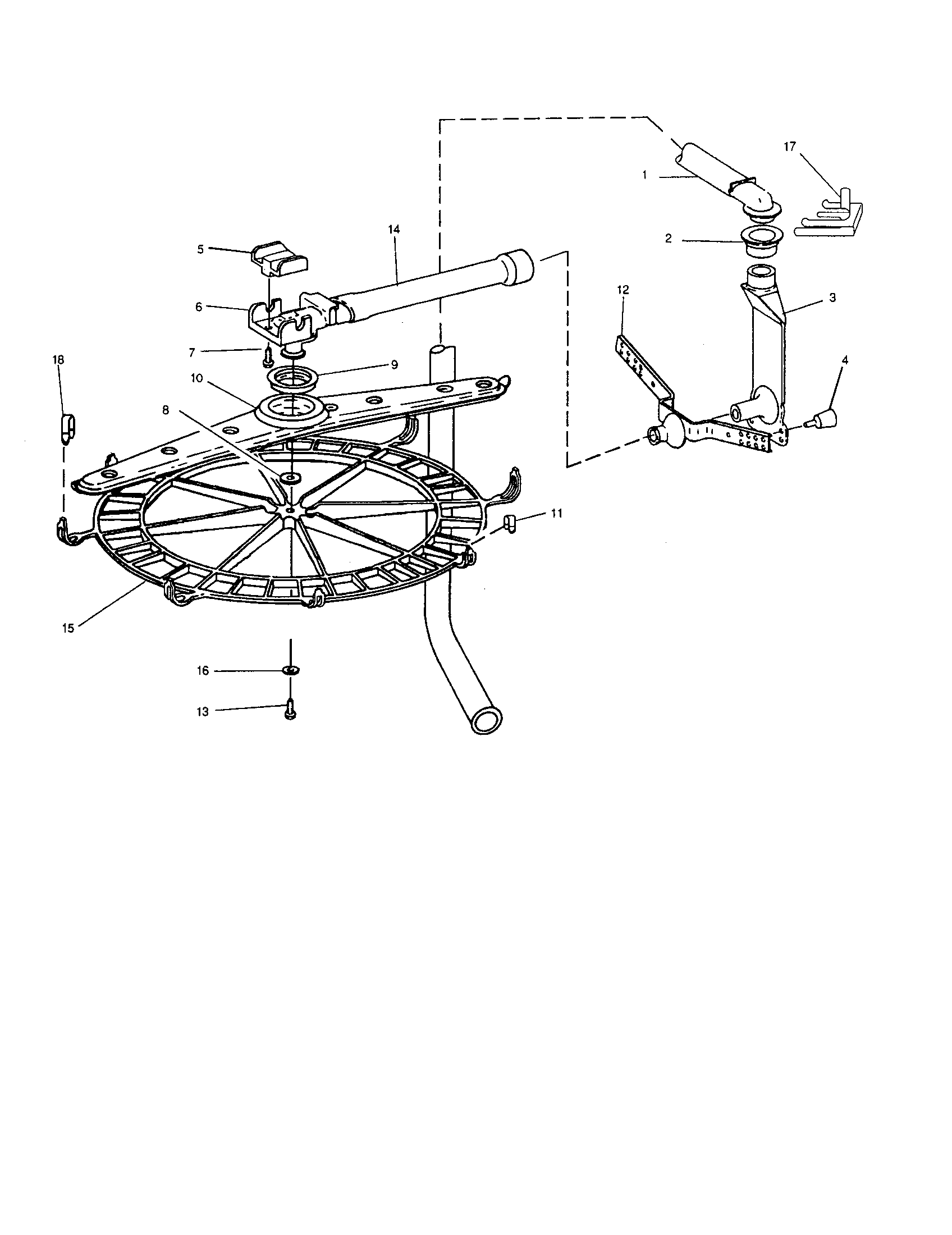 InSinkErator CL3300 upper wash/rinse diagram