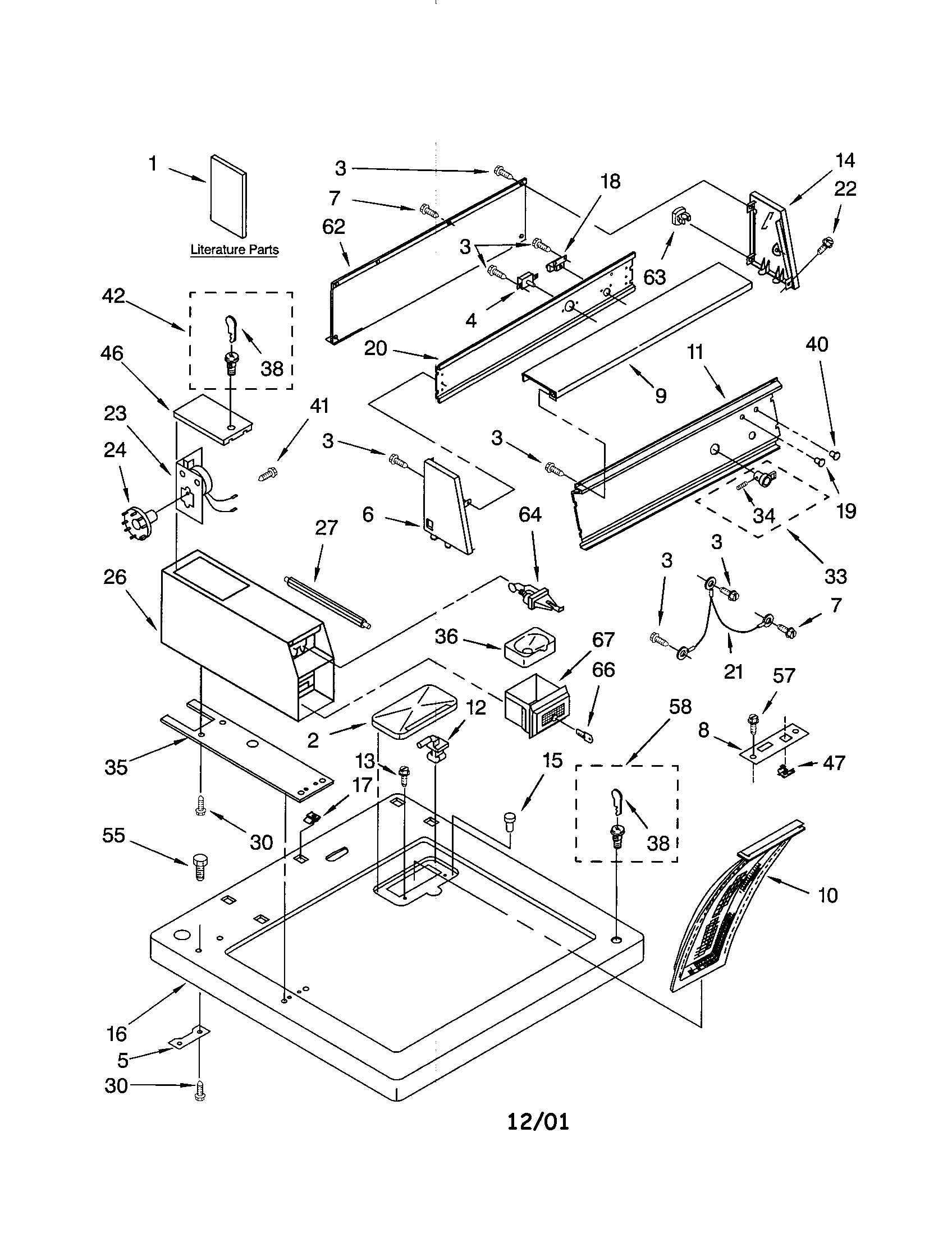 Kenmore 11060012001 top and console diagram