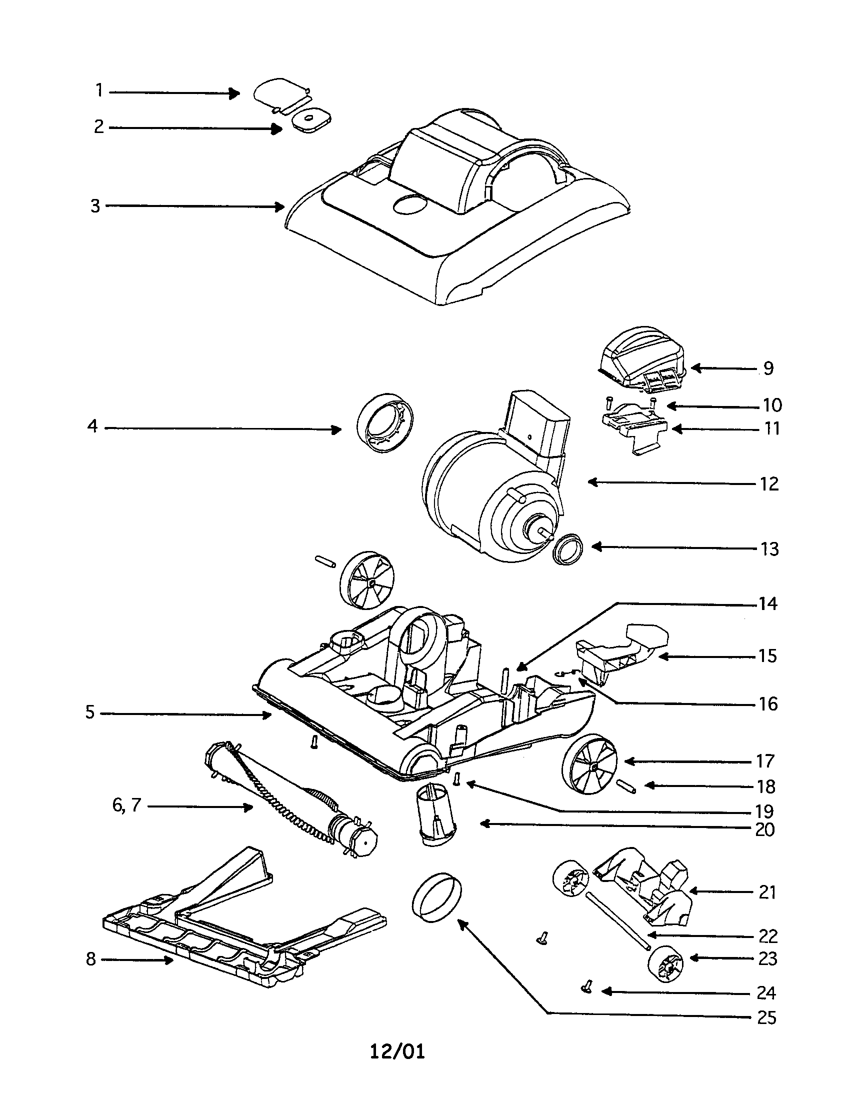 Eureka 7605ATX-1 base/motor diagram