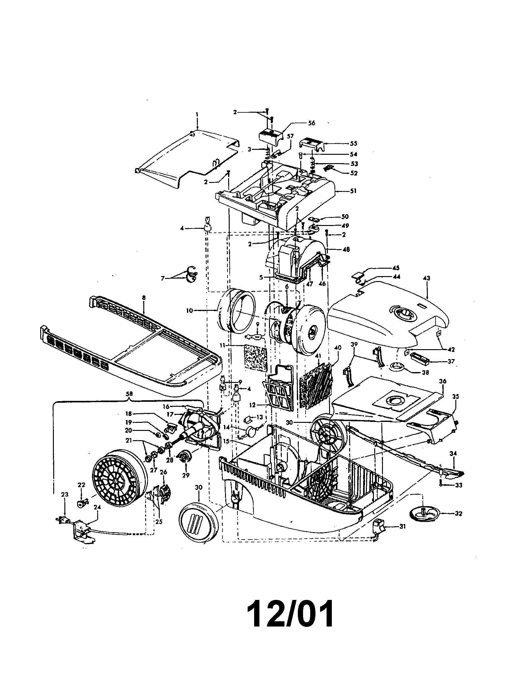 Hoover S3646-020 main body/motor/brake pad diagram