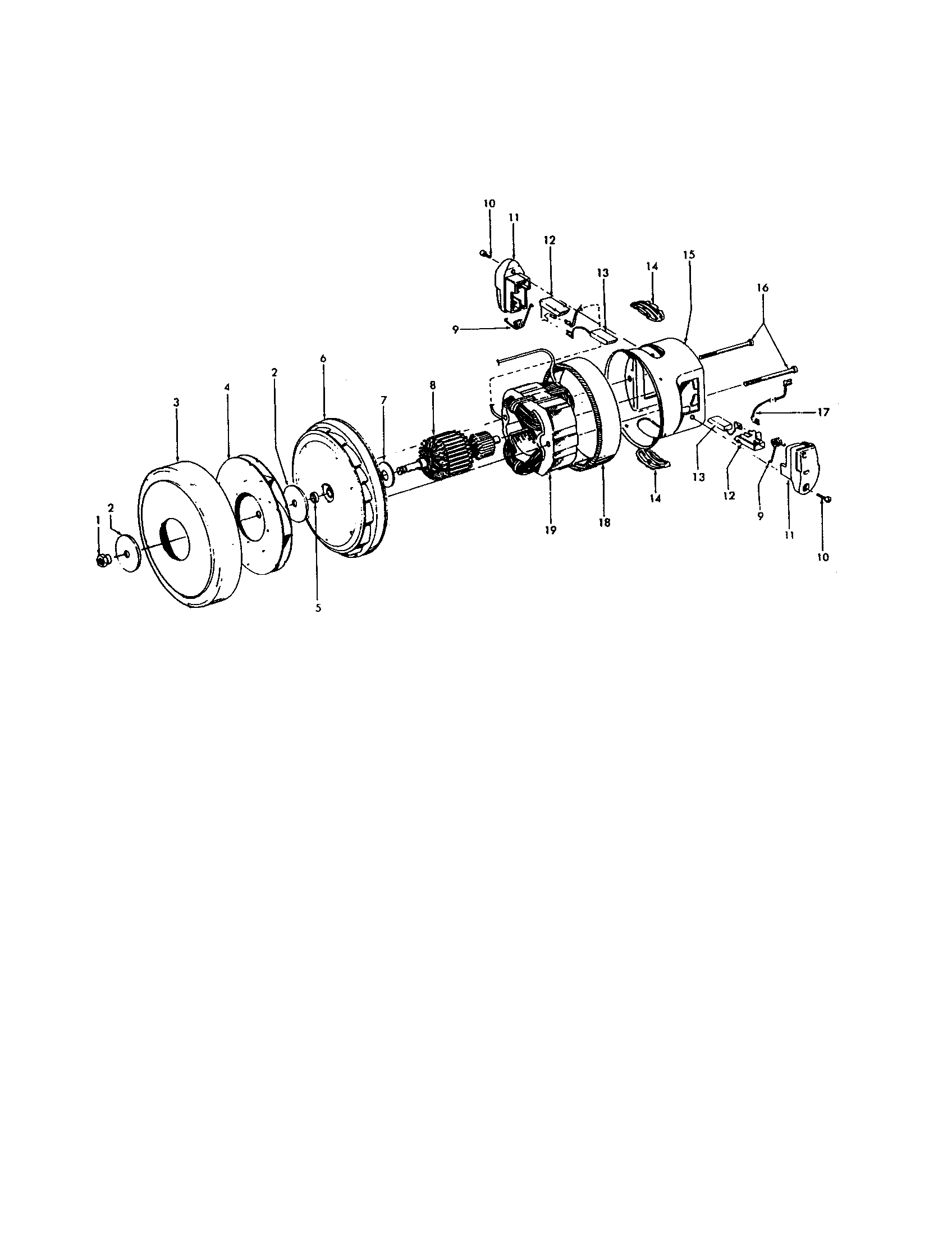 Hoover S3646-020 motor assembly diagram