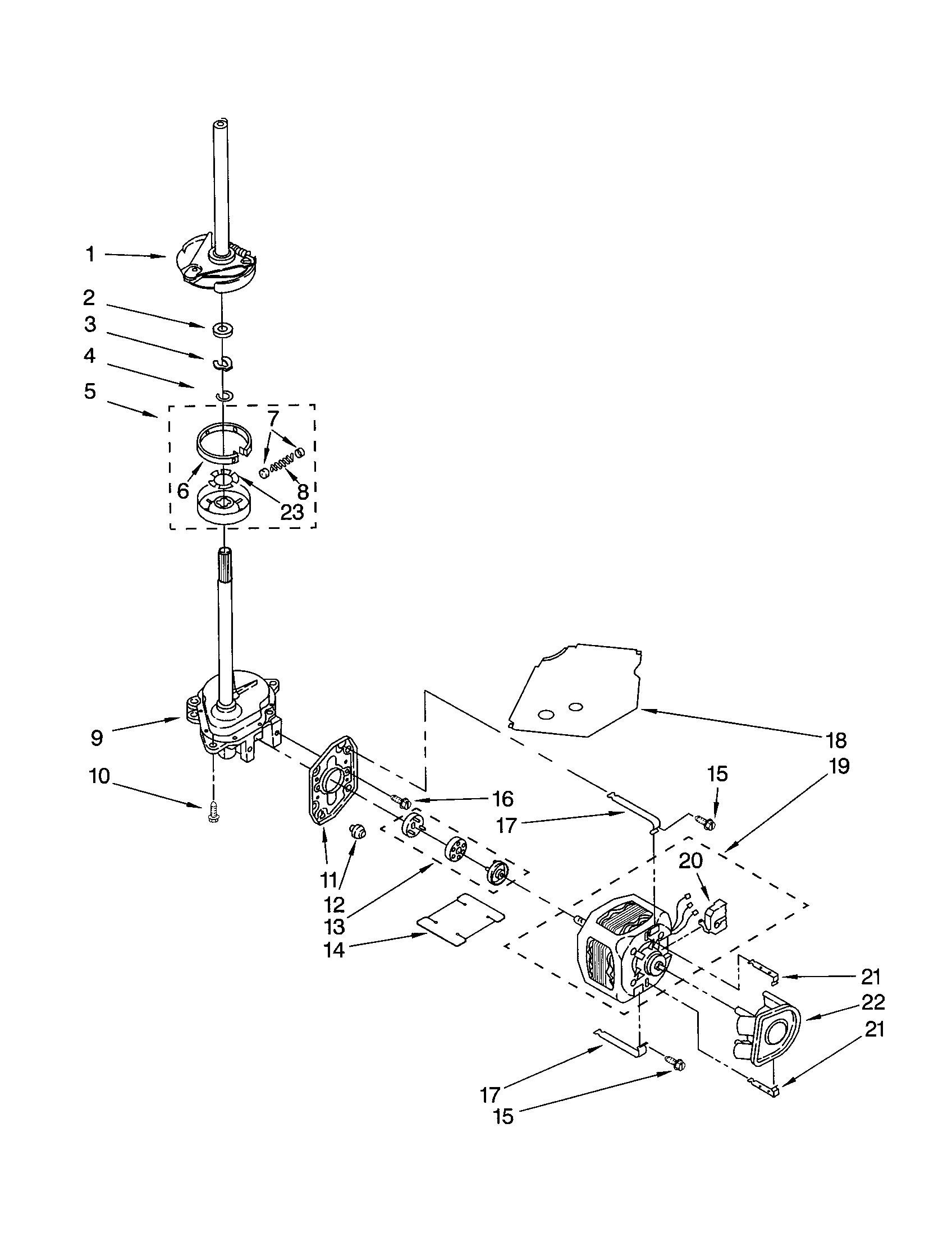 Kenmore 11013212200 brake/clutch/gearcase/motor/pump diagram