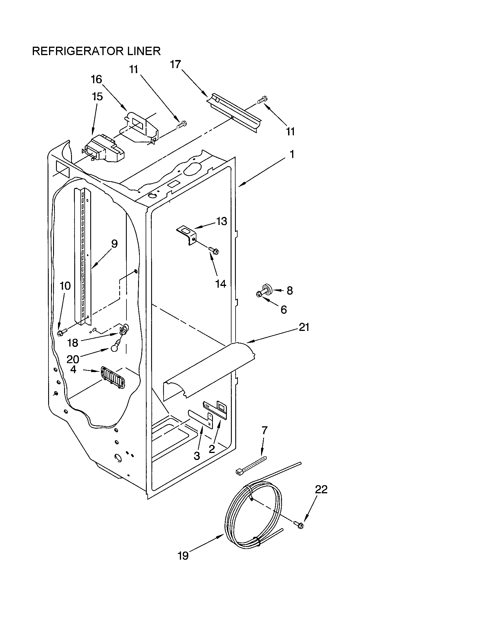 Kenmore 10652224101 refrigerator liner diagram