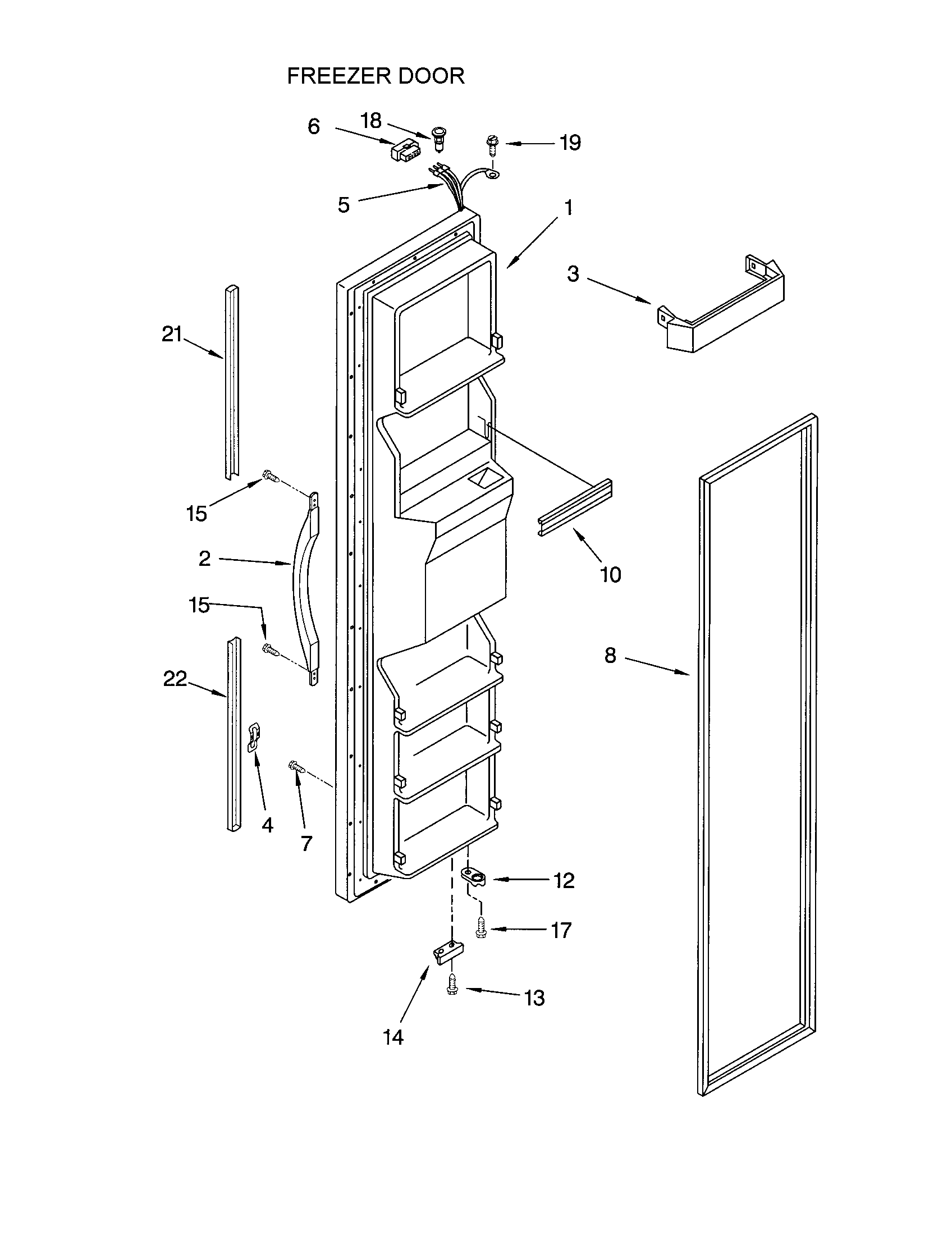 Kenmore 10652224101 freezer door diagram