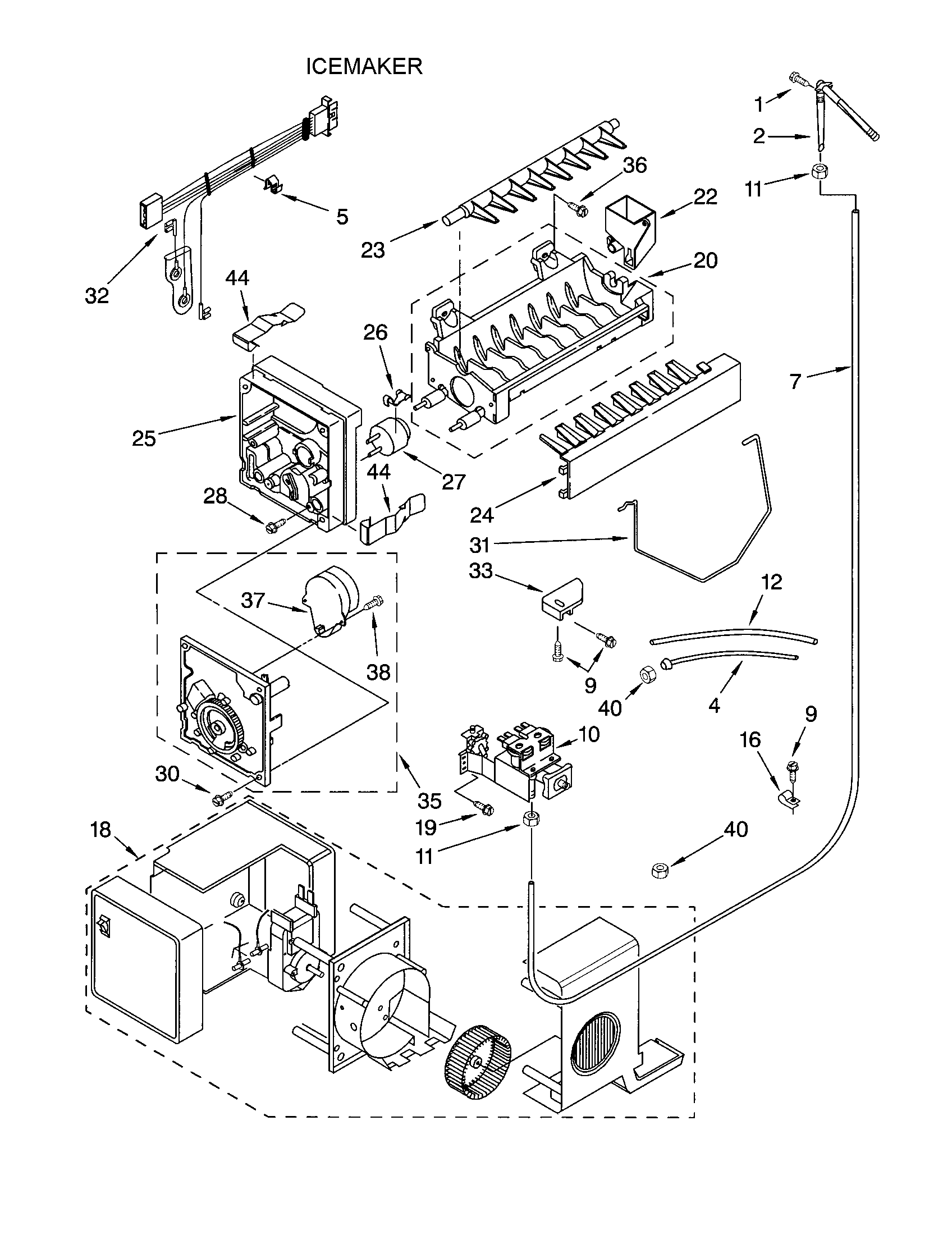 Kenmore 10652224101 icemaker diagram