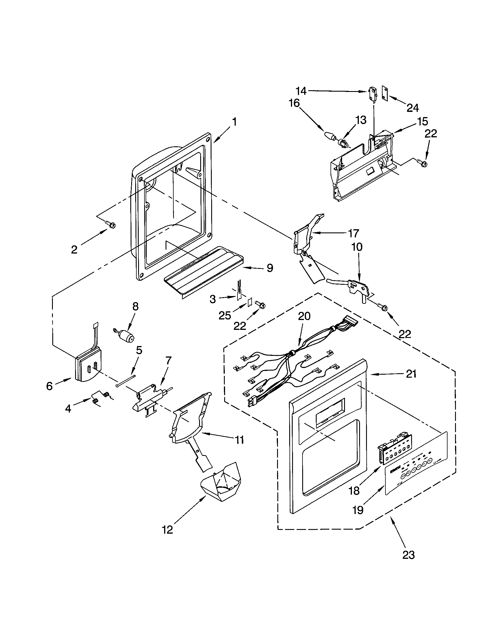 Kenmore 10651569102 dispenser front diagram