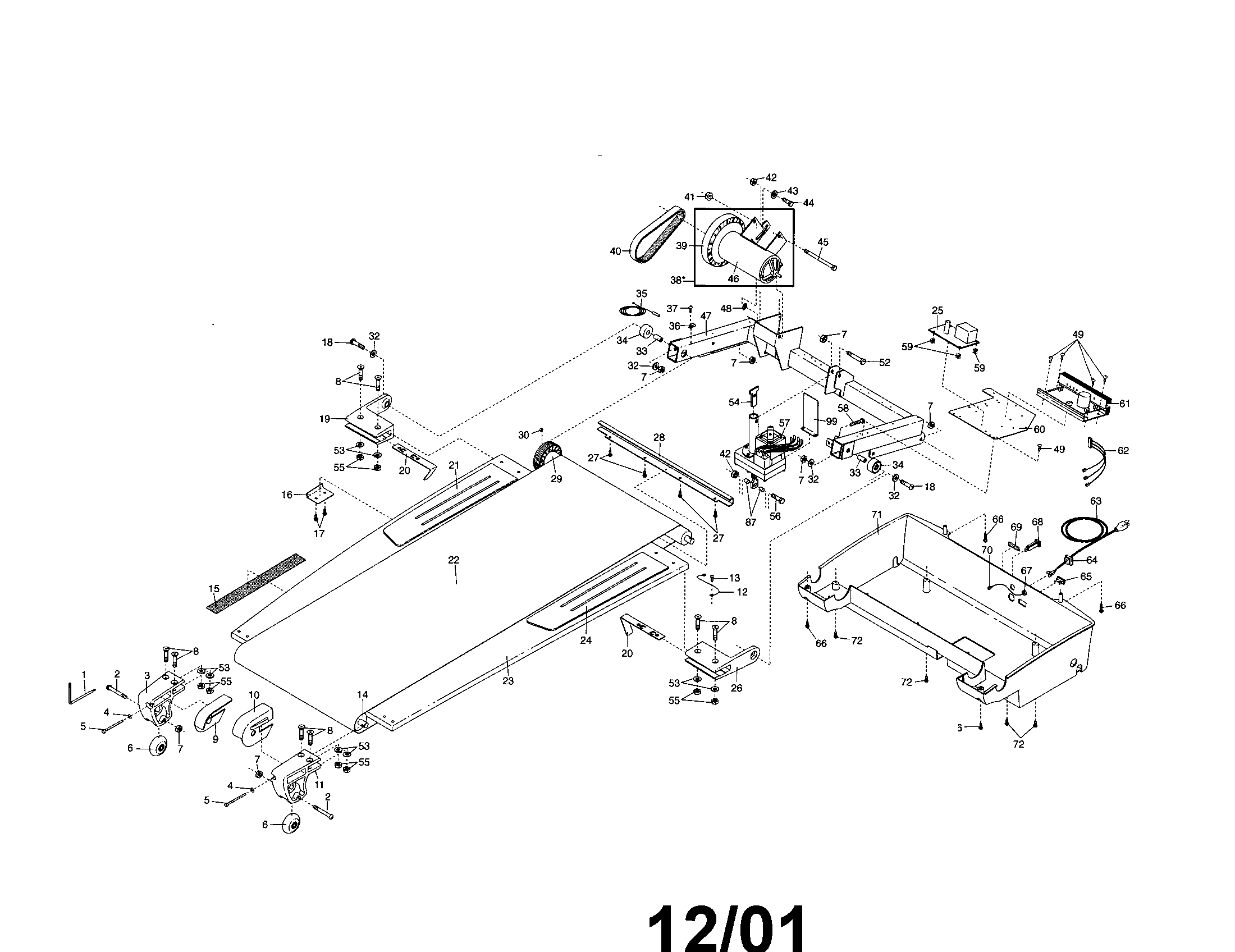 NordicTrack NTTL11510 walking and motor belts diagram