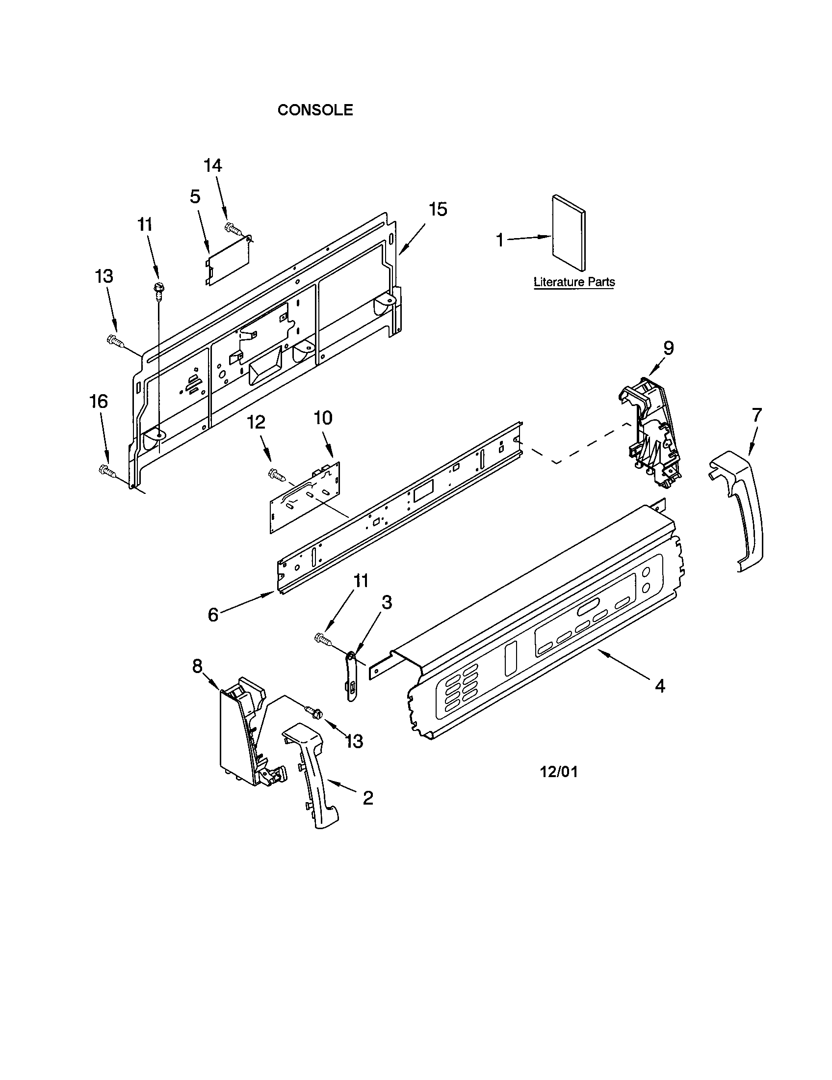 Kenmore 11073052100 console panel diagram