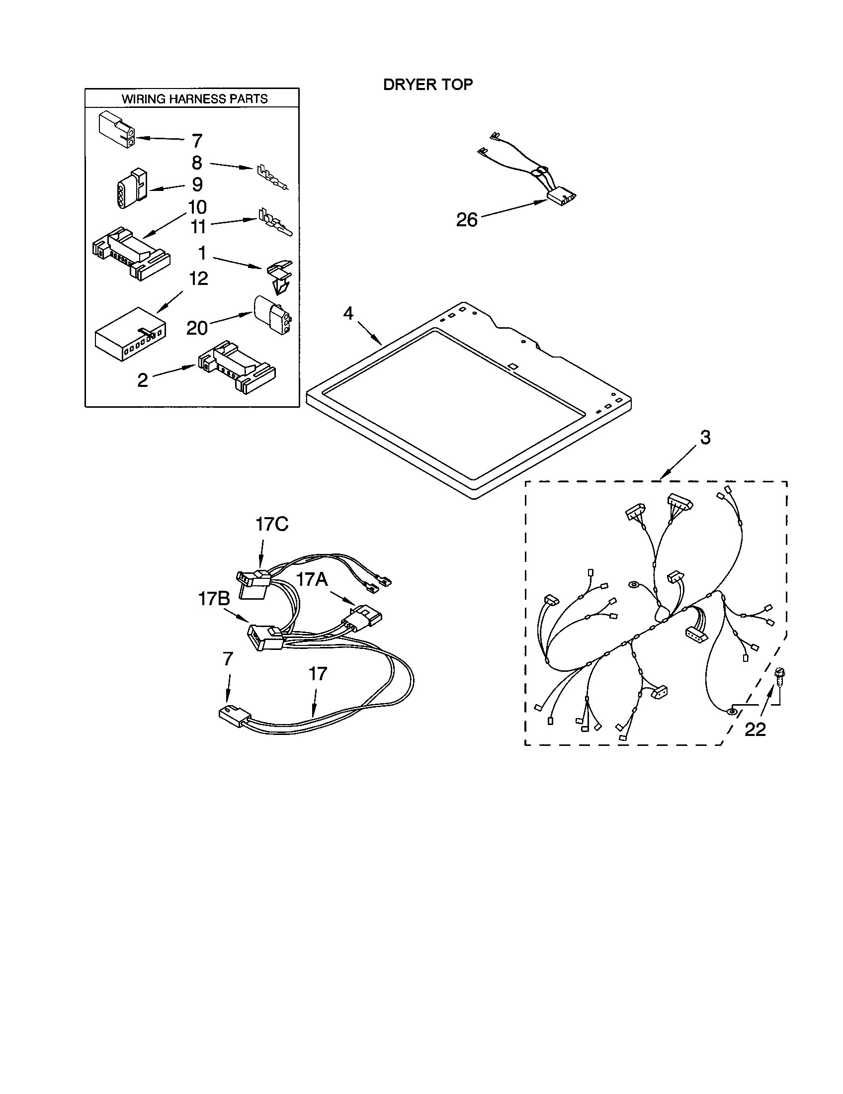 Kenmore 11073052100 dryer top diagram