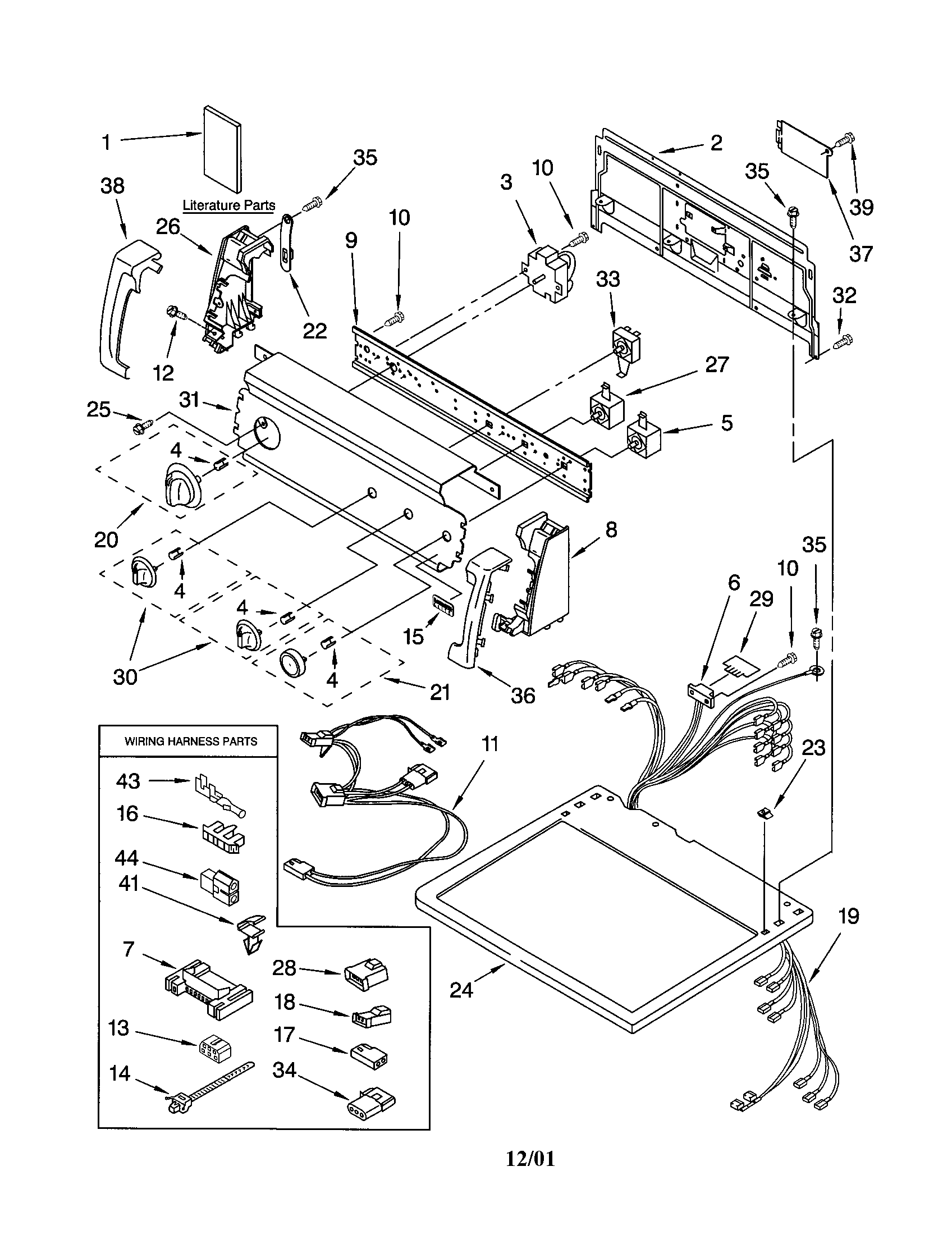 Kenmore 11073022100 top and console diagram