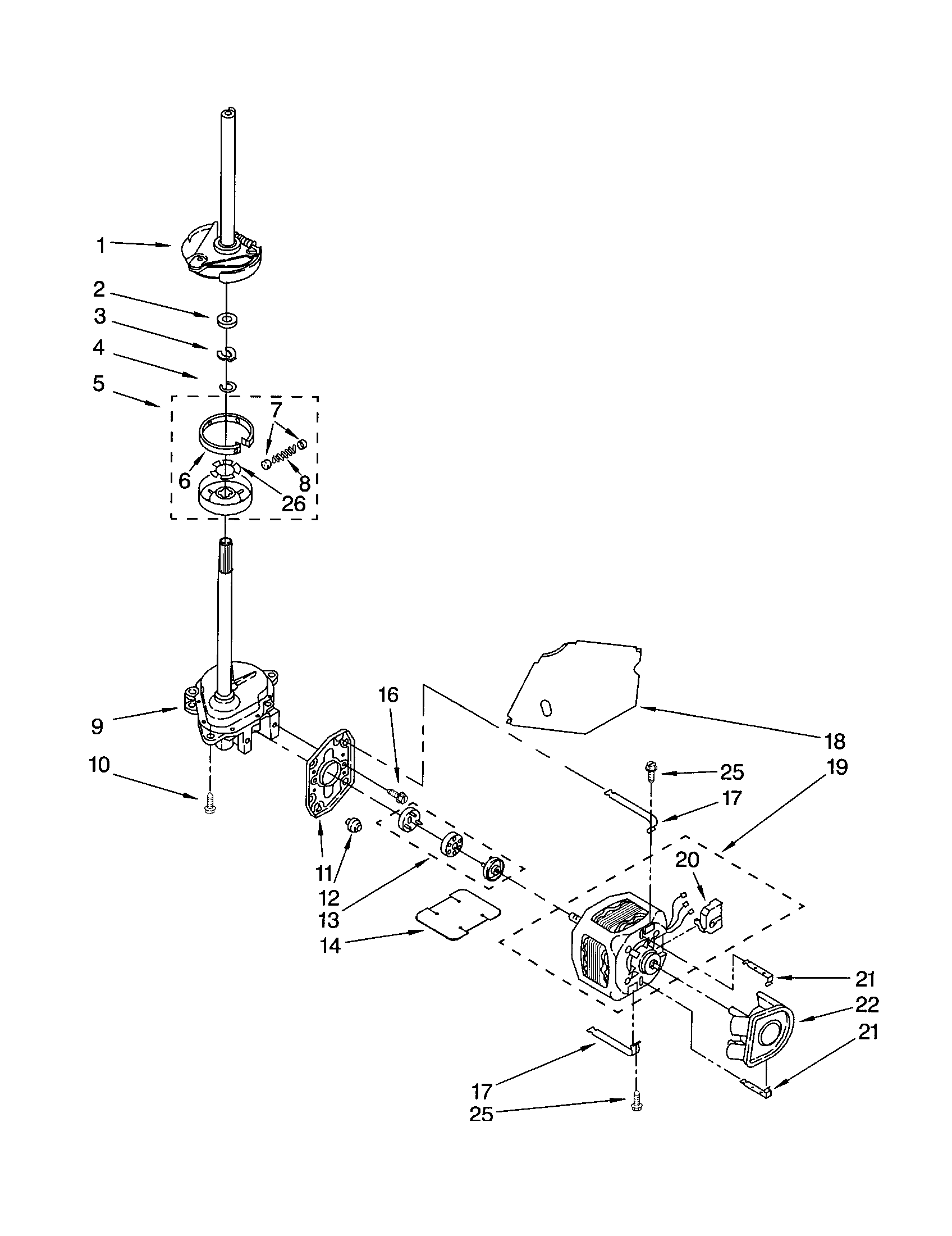 Kenmore Elite 11023022100 brake/clutch/gearcase/motor/pump diagram