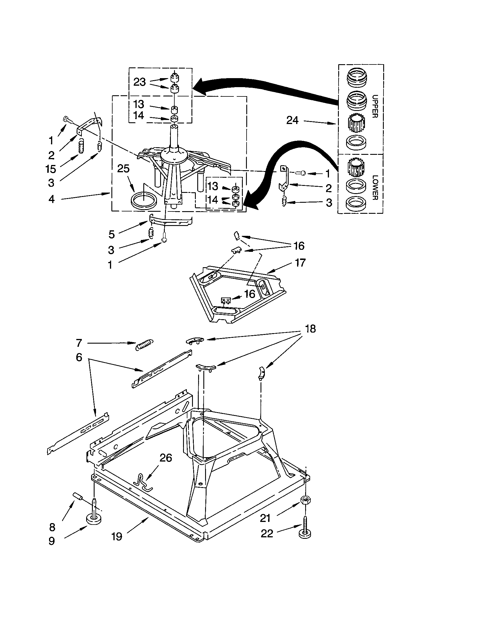 Kenmore Elite 11023022100 machine base diagram