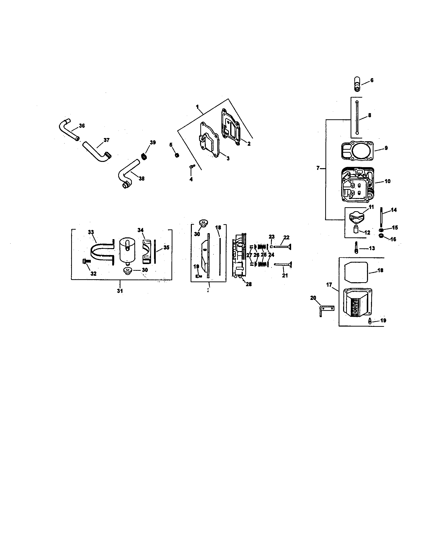 Craftsman 917275034 cylinder head/valve/breather diagram