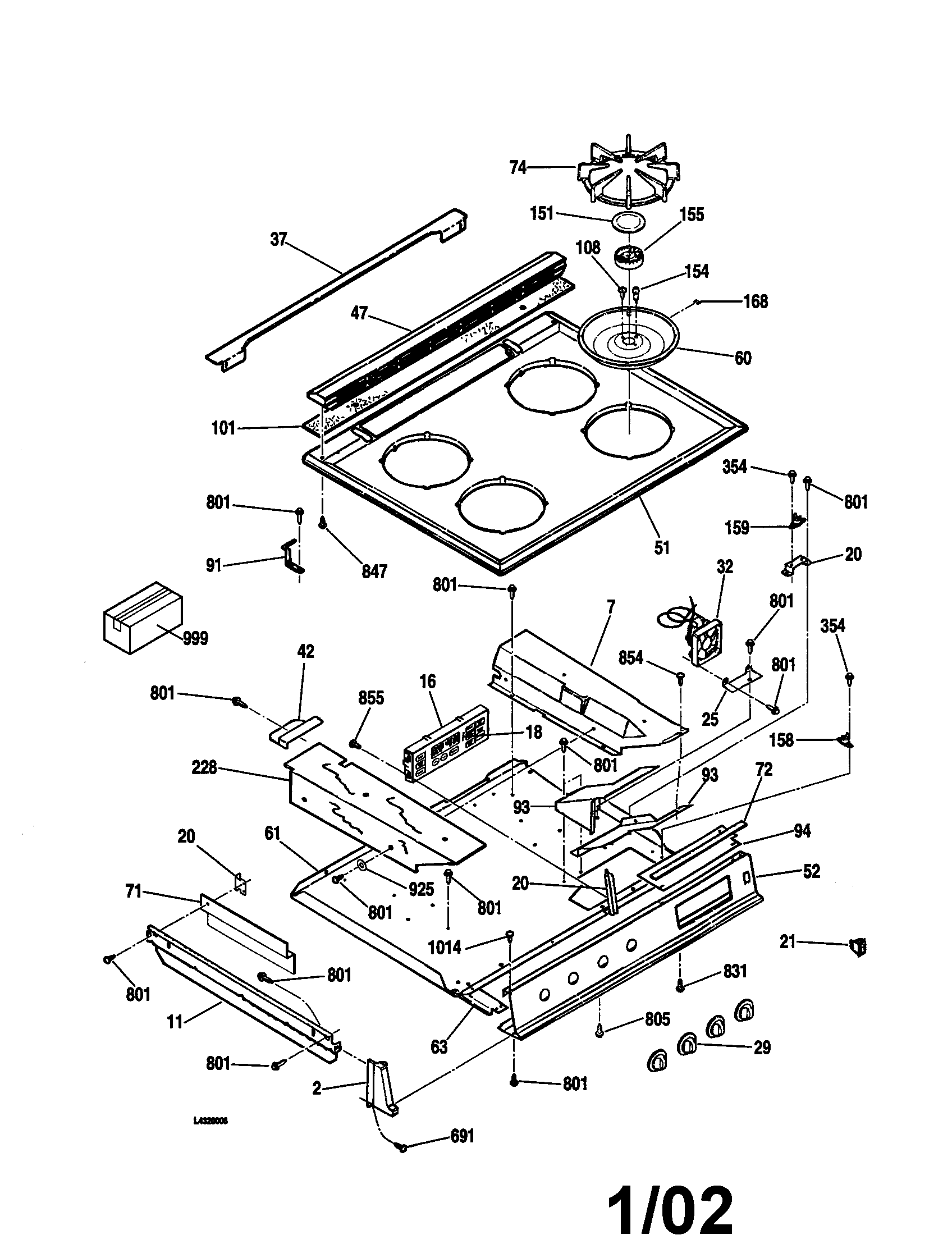Kenmore 91136669894 maintop diagram