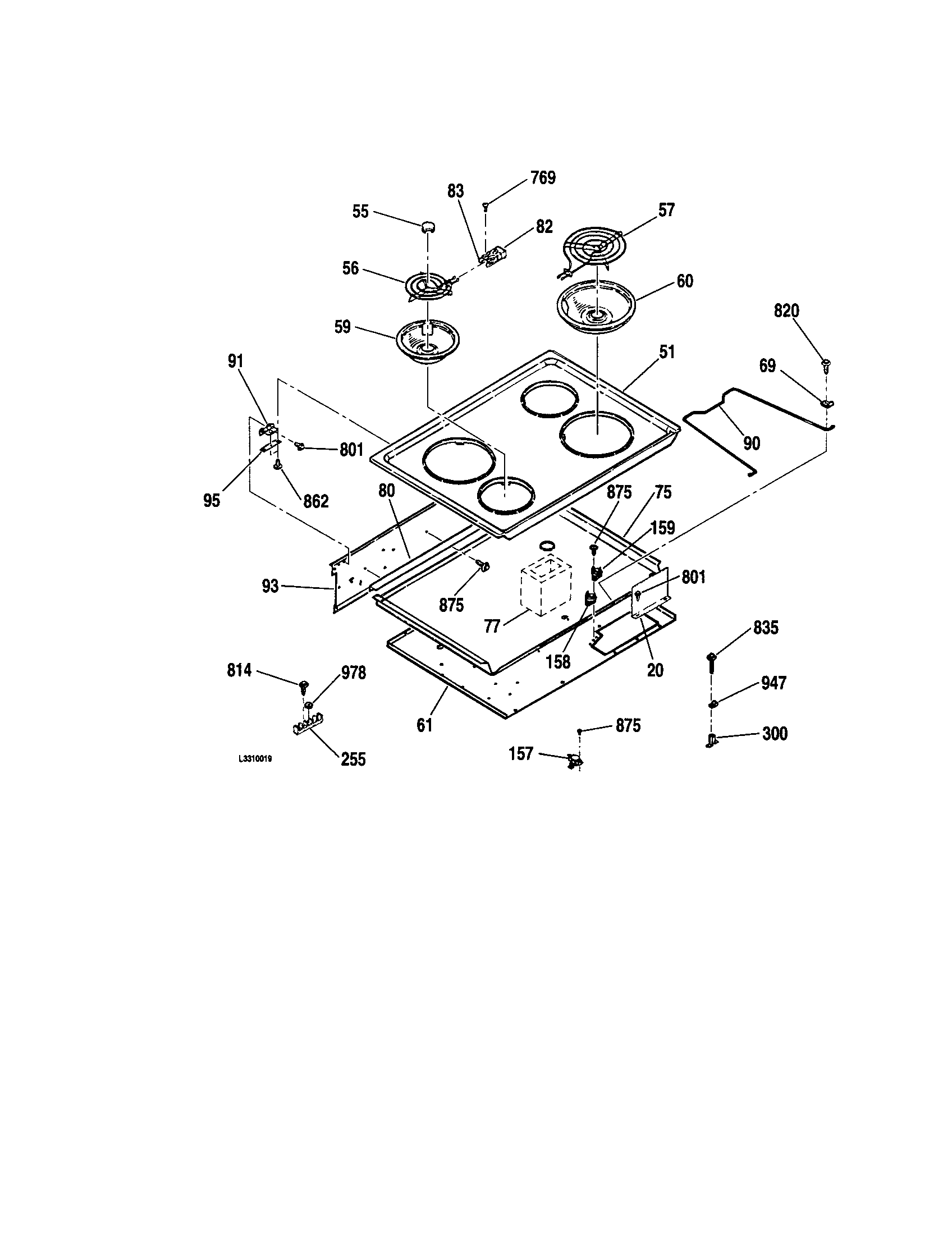 Kenmore 91145461096 main top diagram