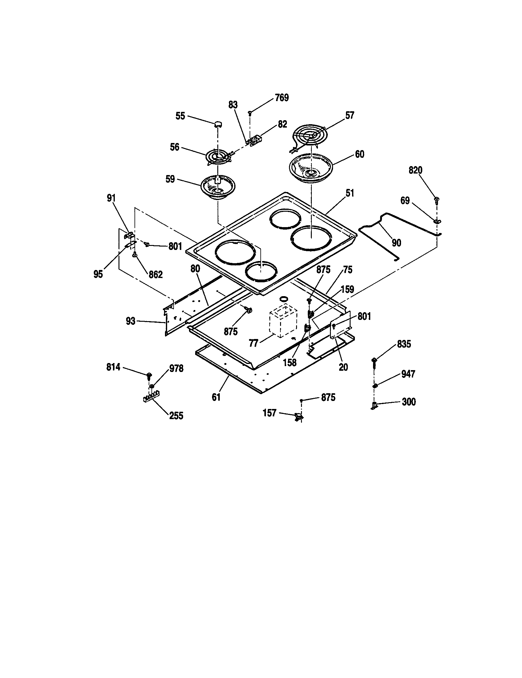 Kenmore 91145565095 maintop diagram