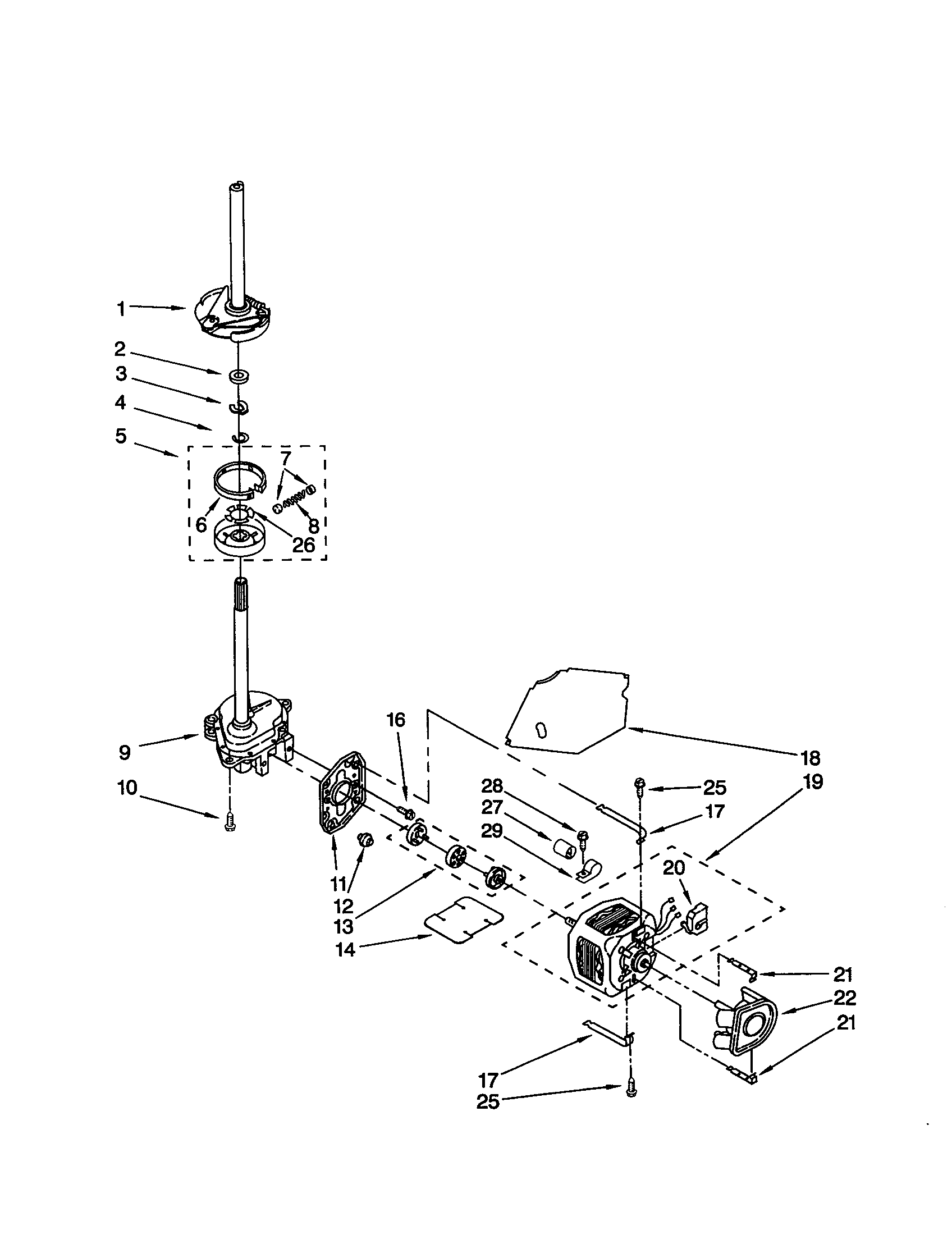 Kenmore 11020936990 brake/clutch/gearcase/motor/pump diagram