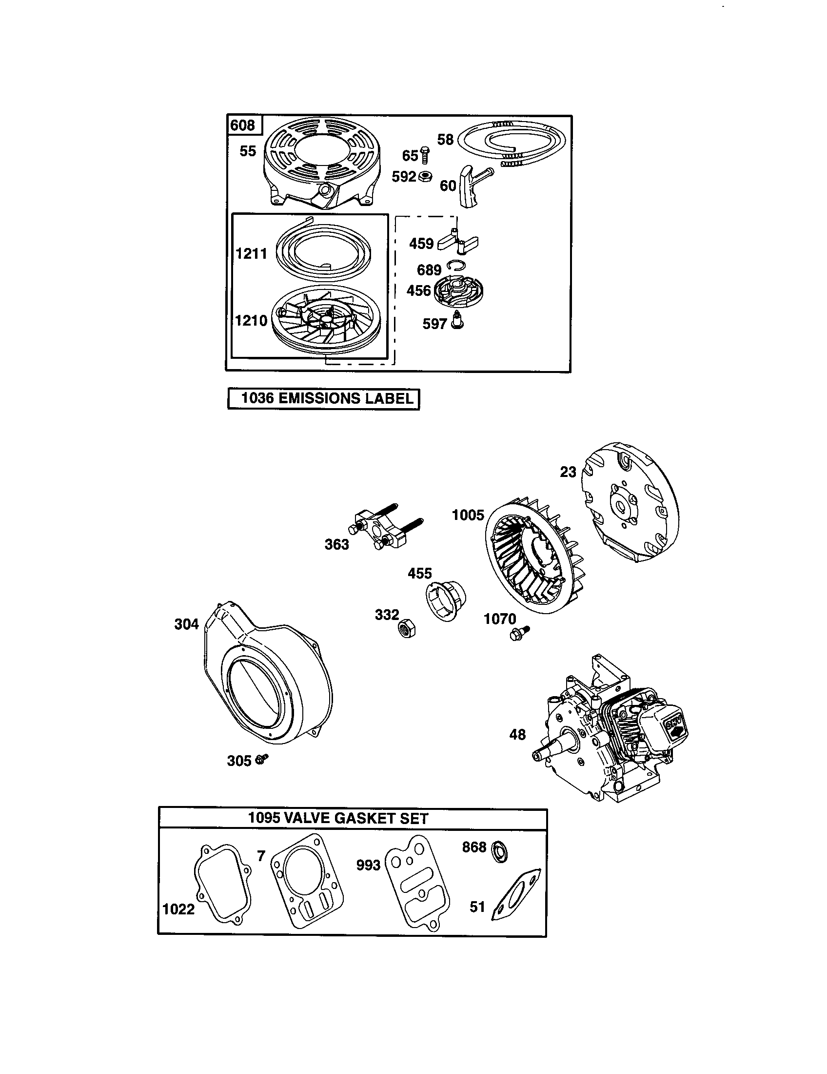 Craftsman 917291480 starter-rewind/short block diagram