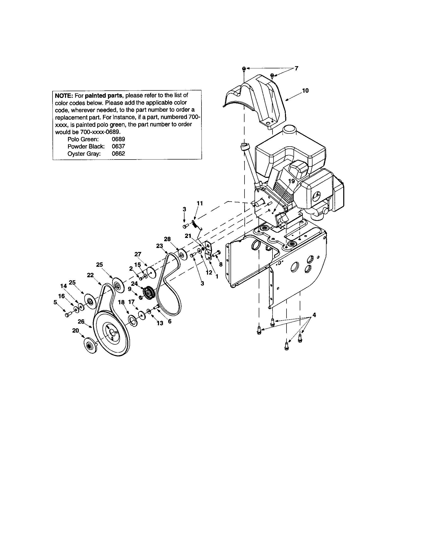 MTD 31AE5D8E099 idler bracket/pulley/v-belt diagram